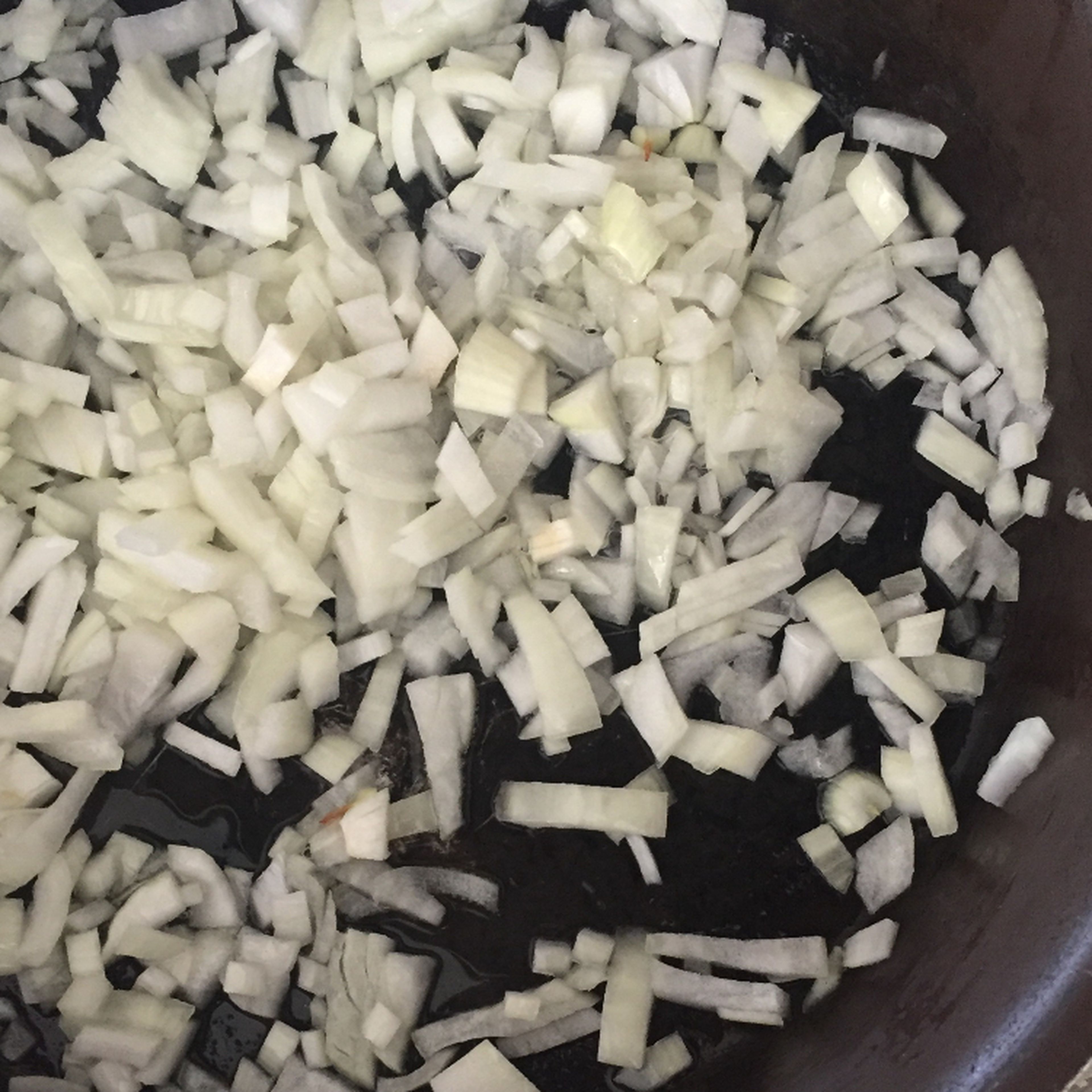 peel, dice and sautée onion until transluscent.