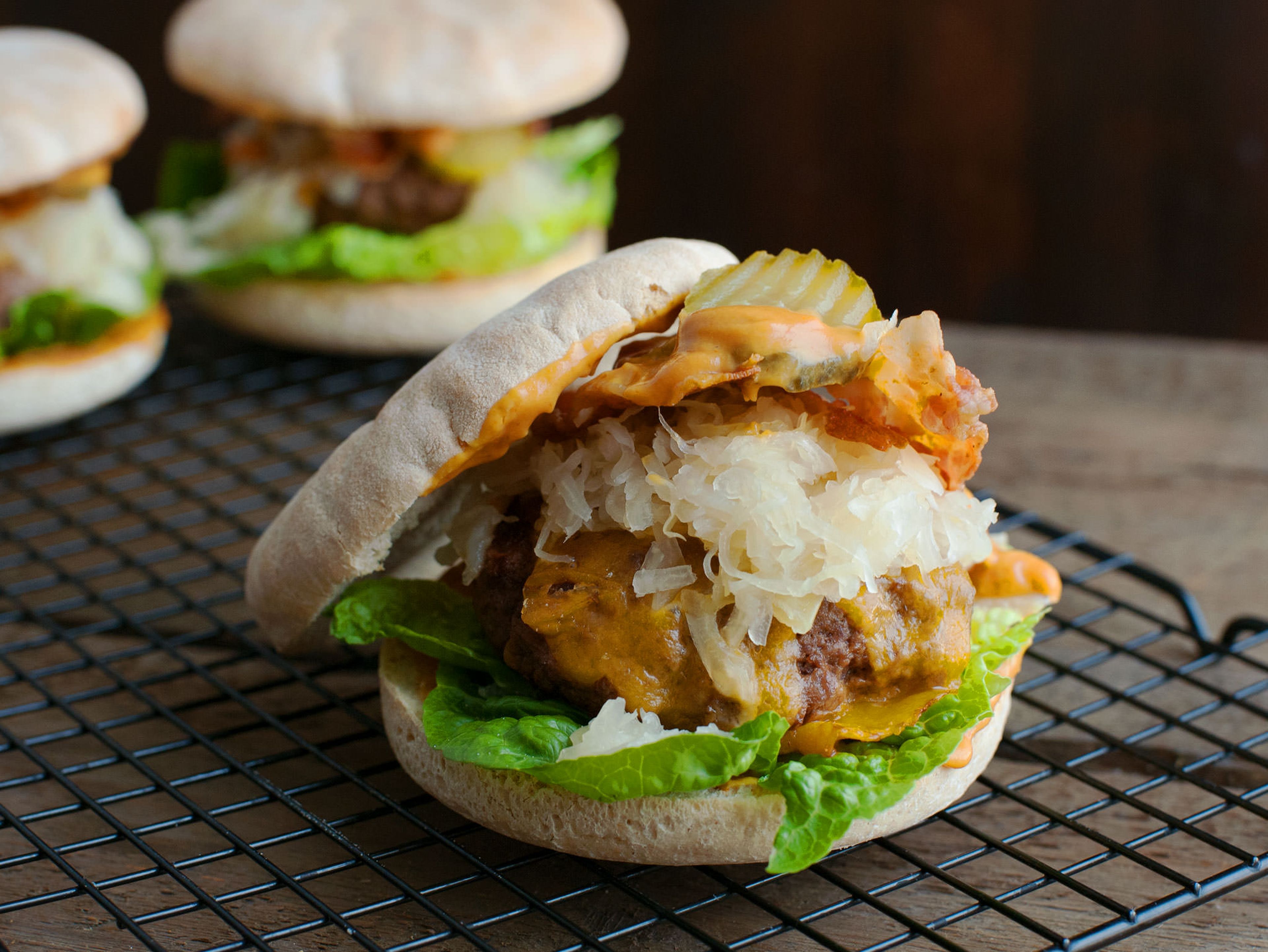 Bacon and sauerkraut cheeseburger