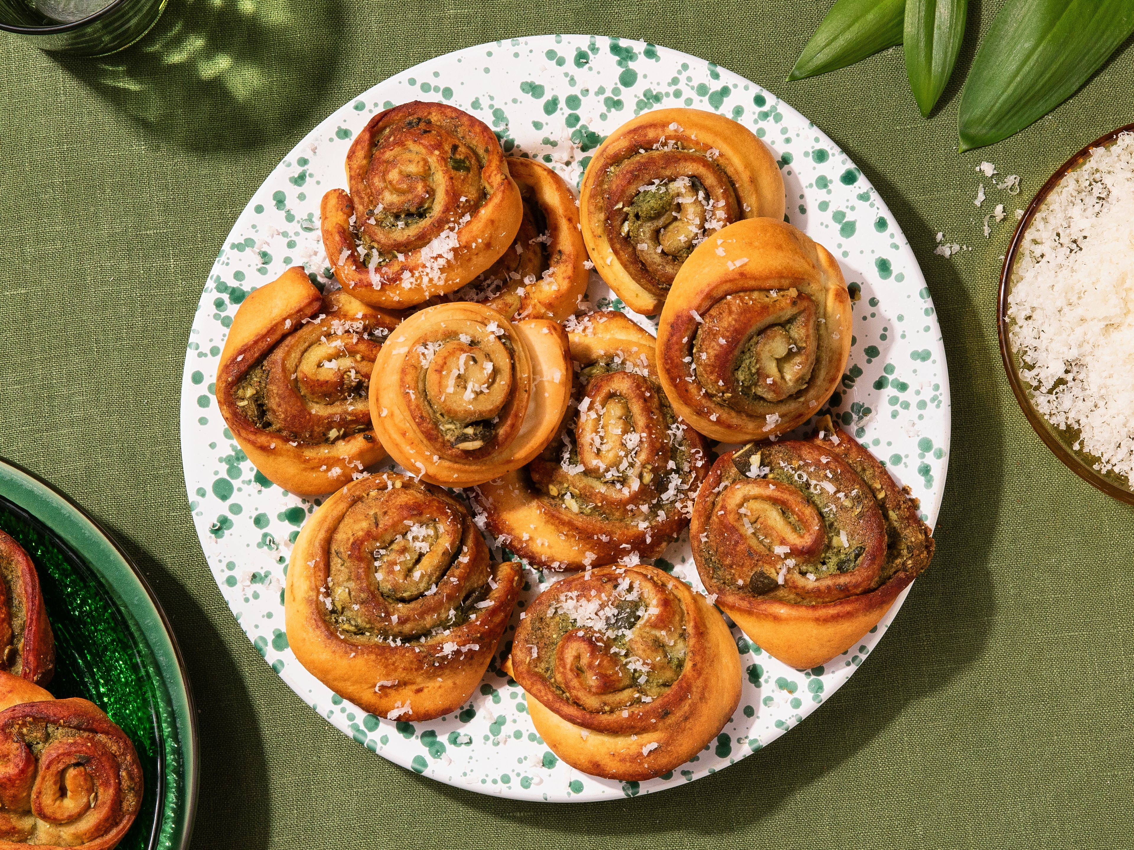 Wild garlic pesto pinwheels
