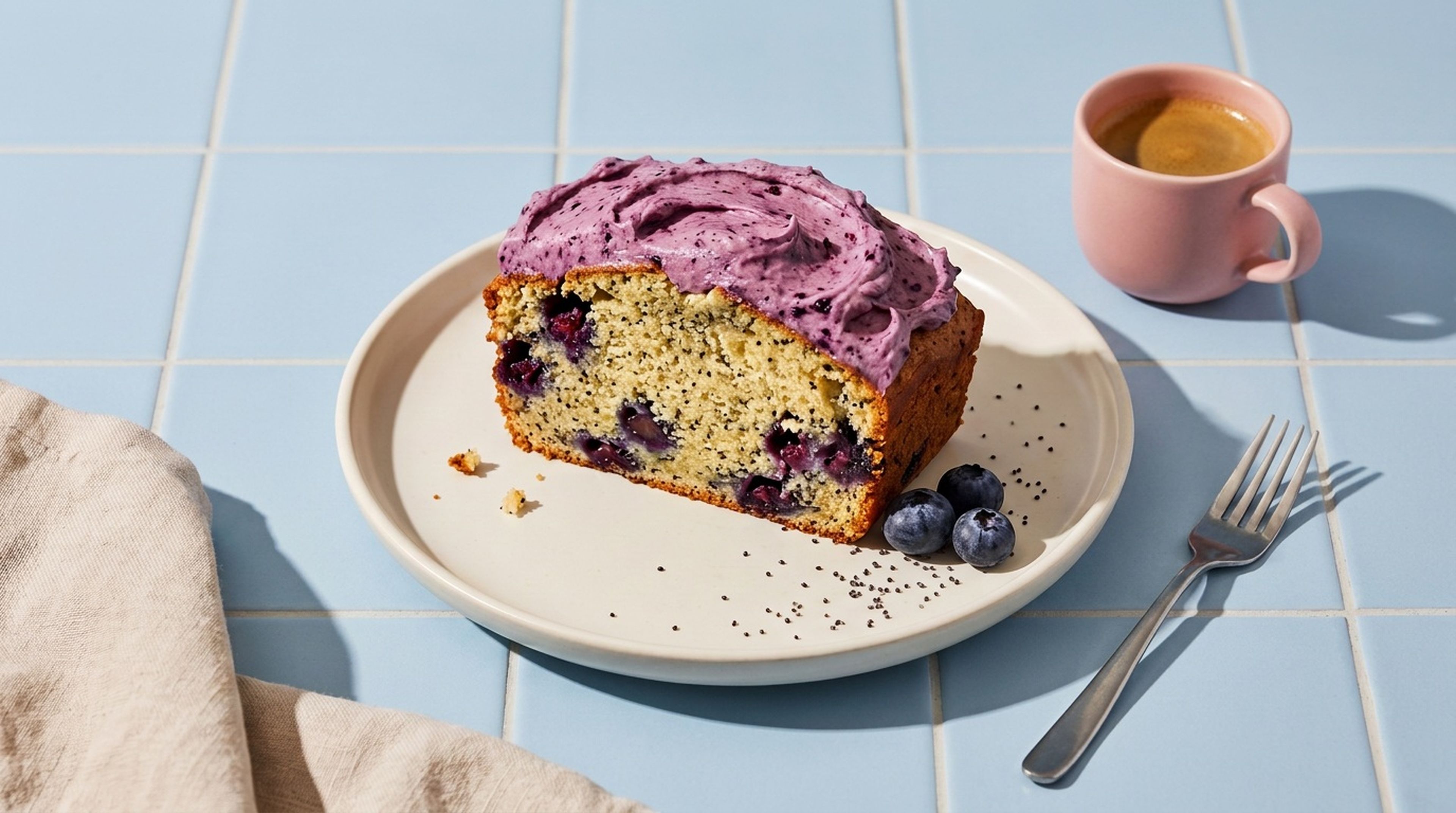 Mohn und Blaubeeren gehören einfach zusammen: Das beweist dieser Kuchen