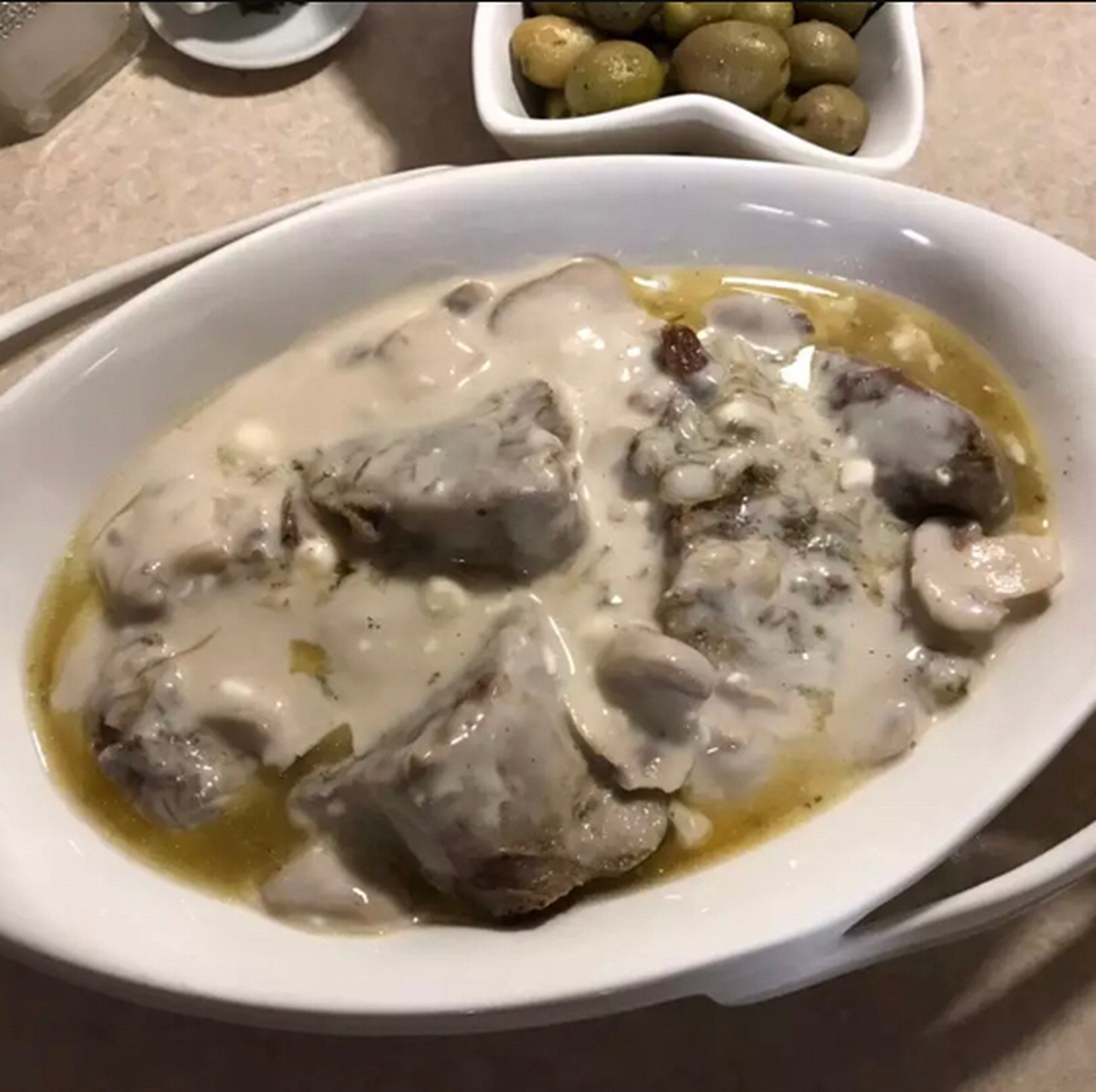 Beef tongue with Bashamel sauce