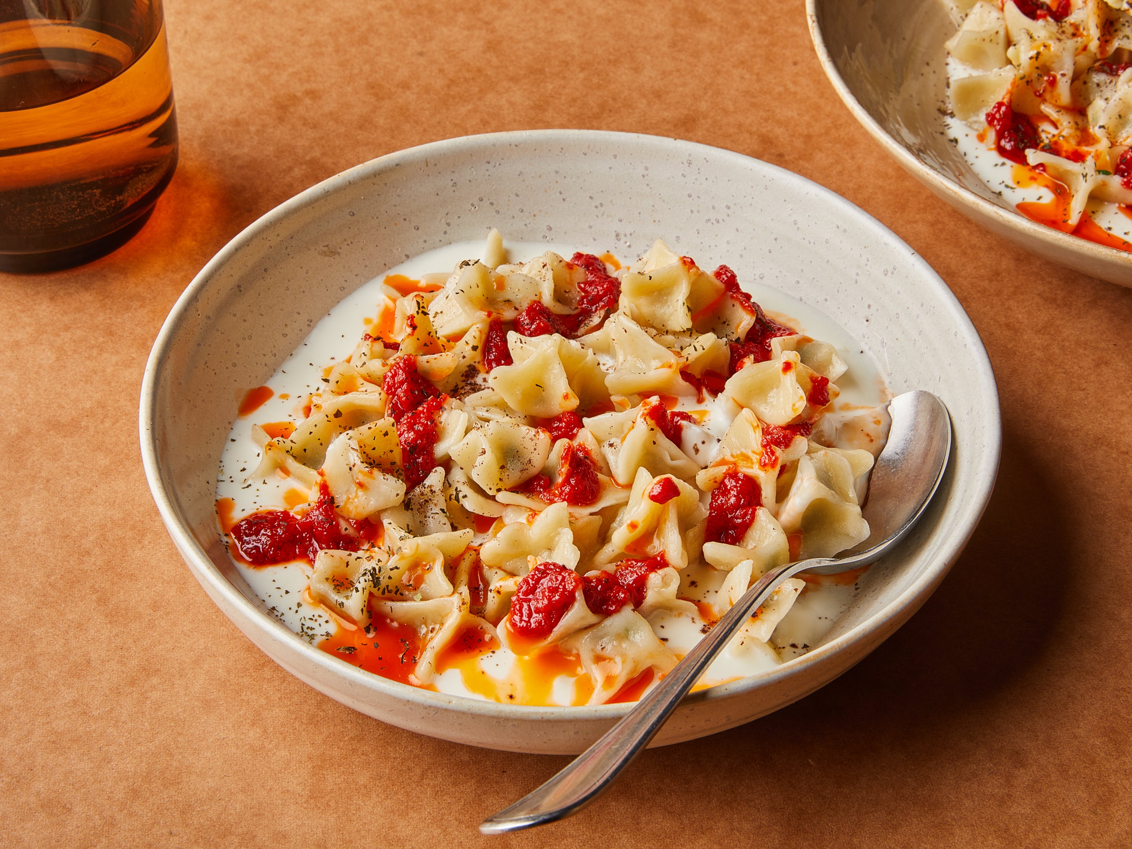 Turkish mantı (Turkish-style potato dumplings)