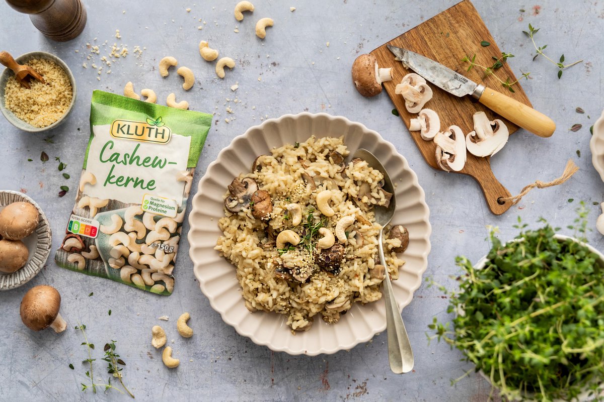Veganes Pilzrisotto mit Cashewkernen | Rezept | Kitchen Stories