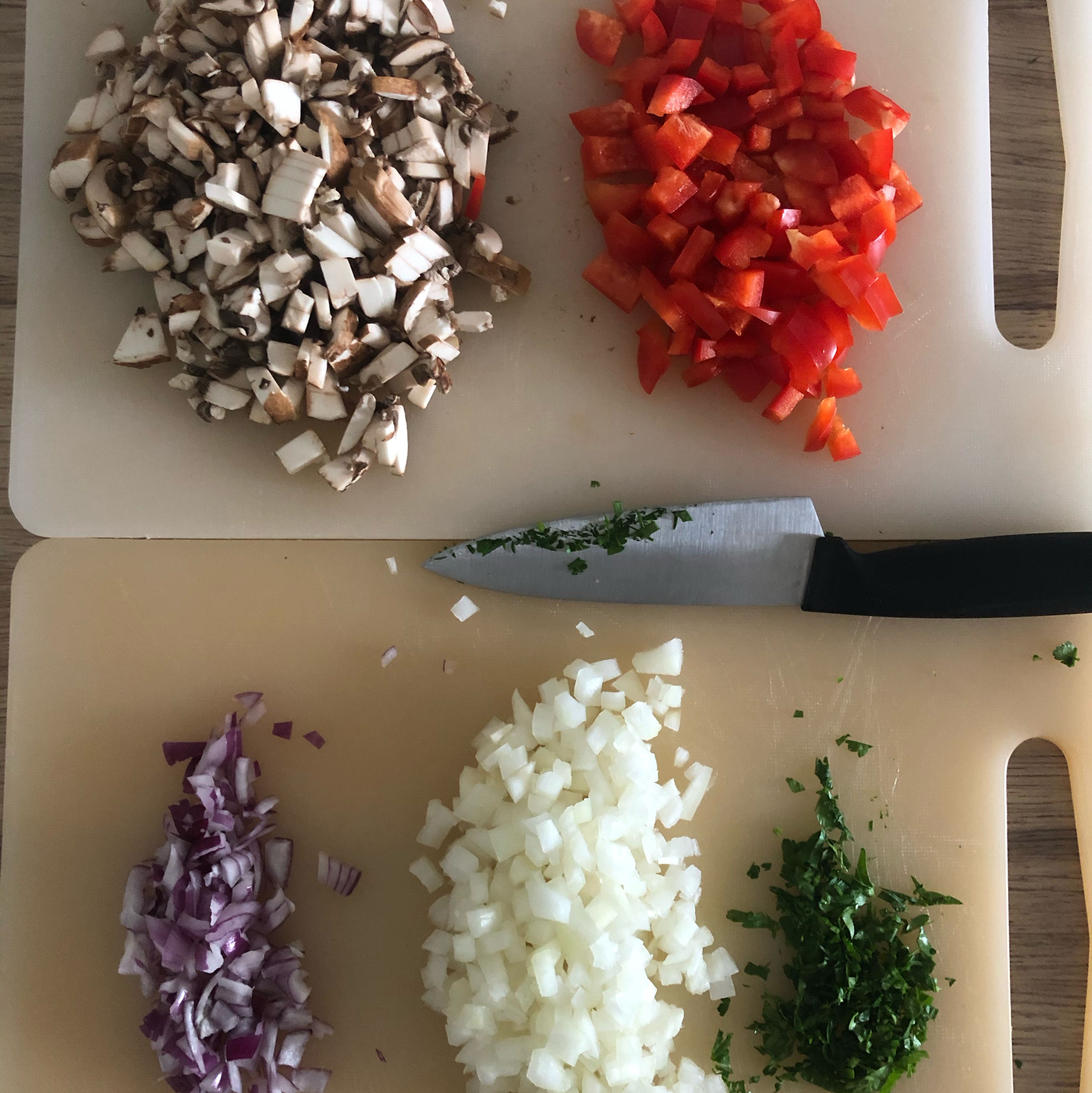 Cut the ingredients in small pieces