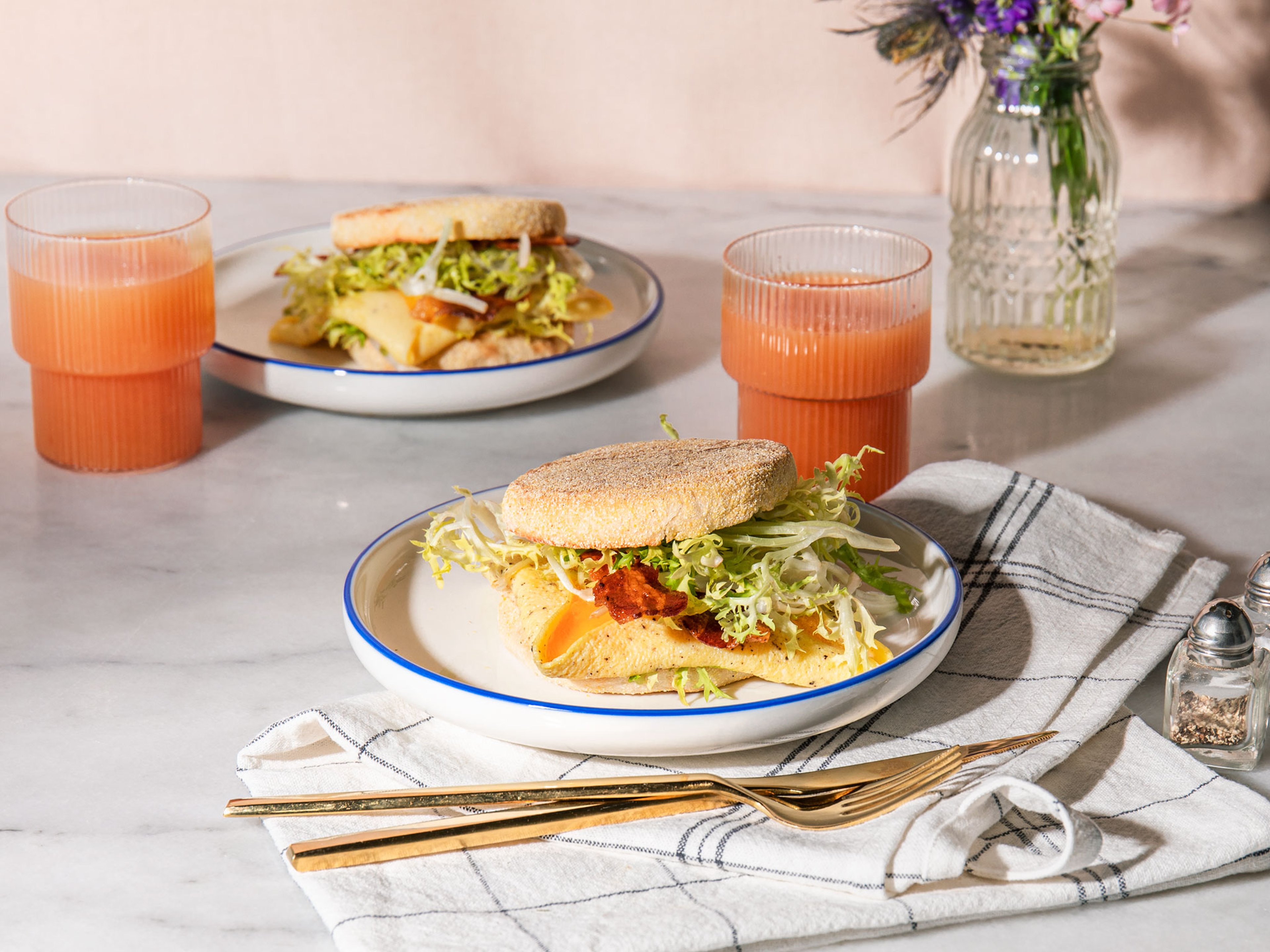 Breakfast sandwiches with lemony frisée