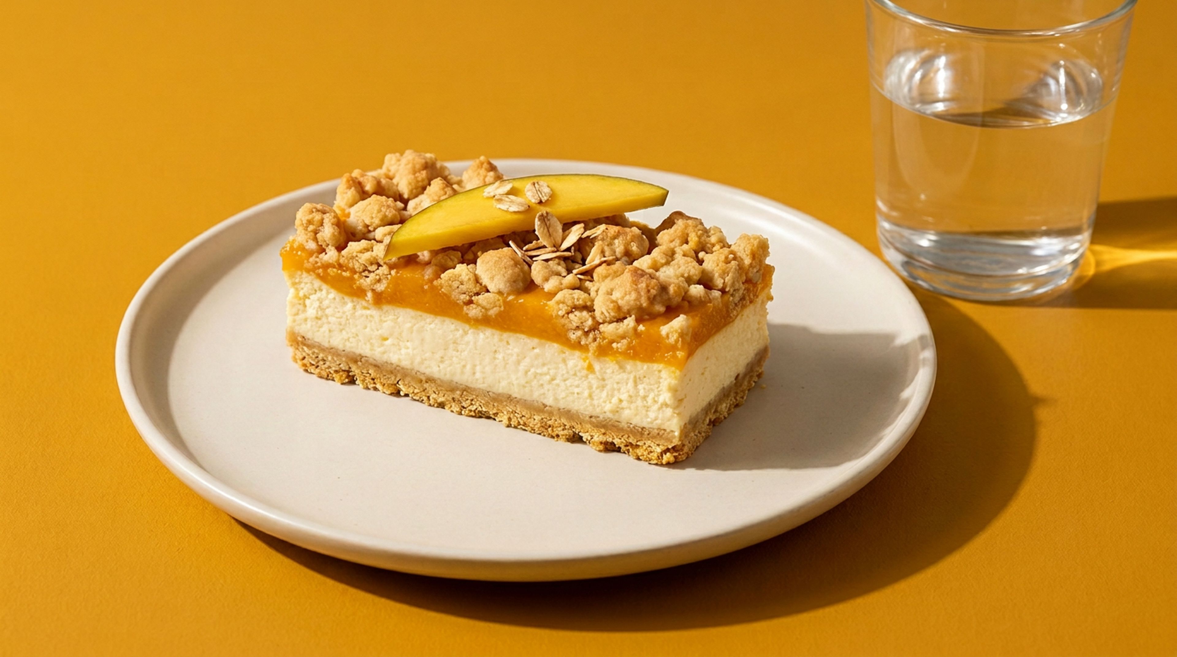Tropische Mango-Hafer-Schnitten mit cremiger Füllung