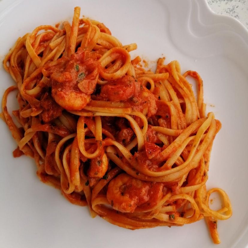 Spaghetti mit Garnelen
