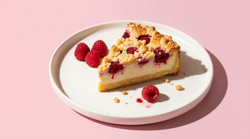 Cremiger Himbeer-Quark-Kuchen mit buttrigen Streuseln