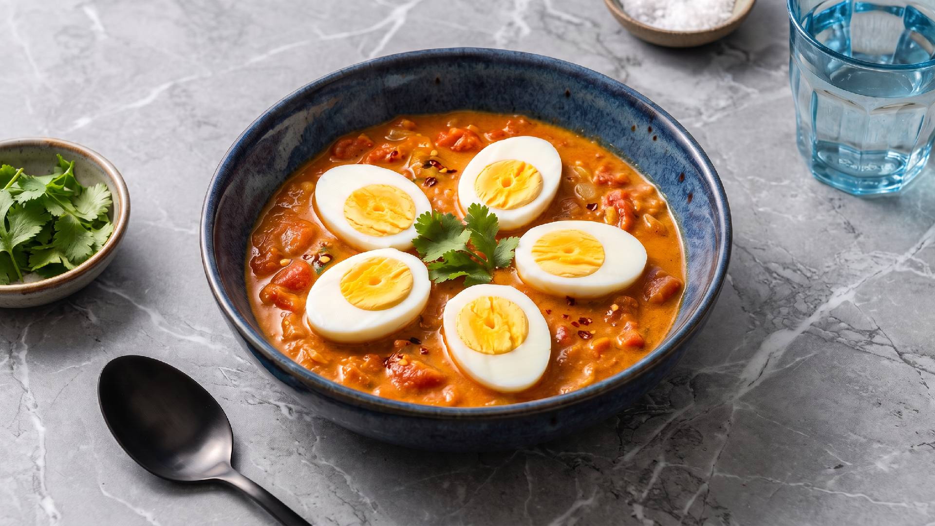 Indisches Egg Curry mit cremiger Tomaten-Kokos-Soße