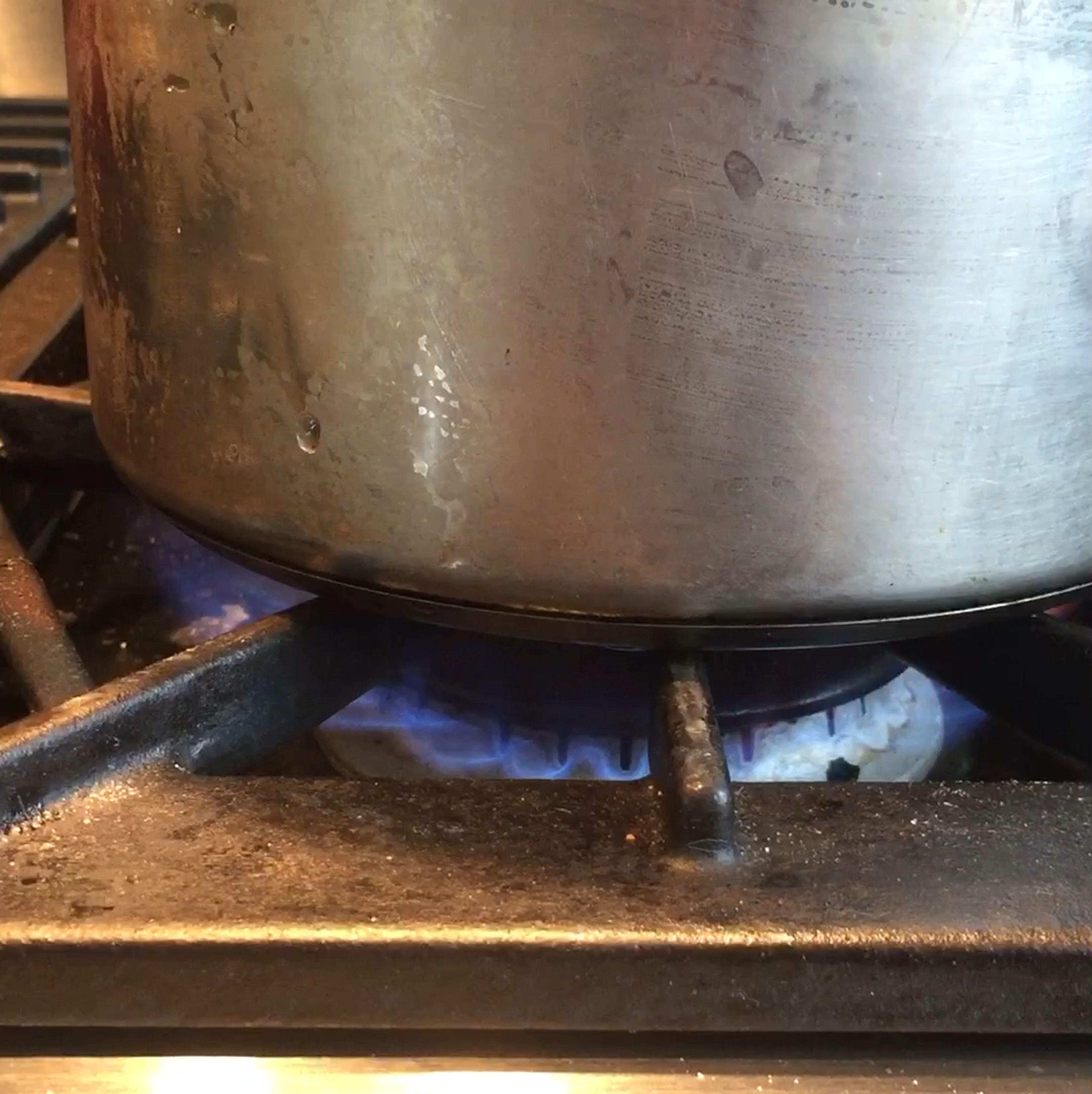 Start by adding water and salt to a pot in medium heat.