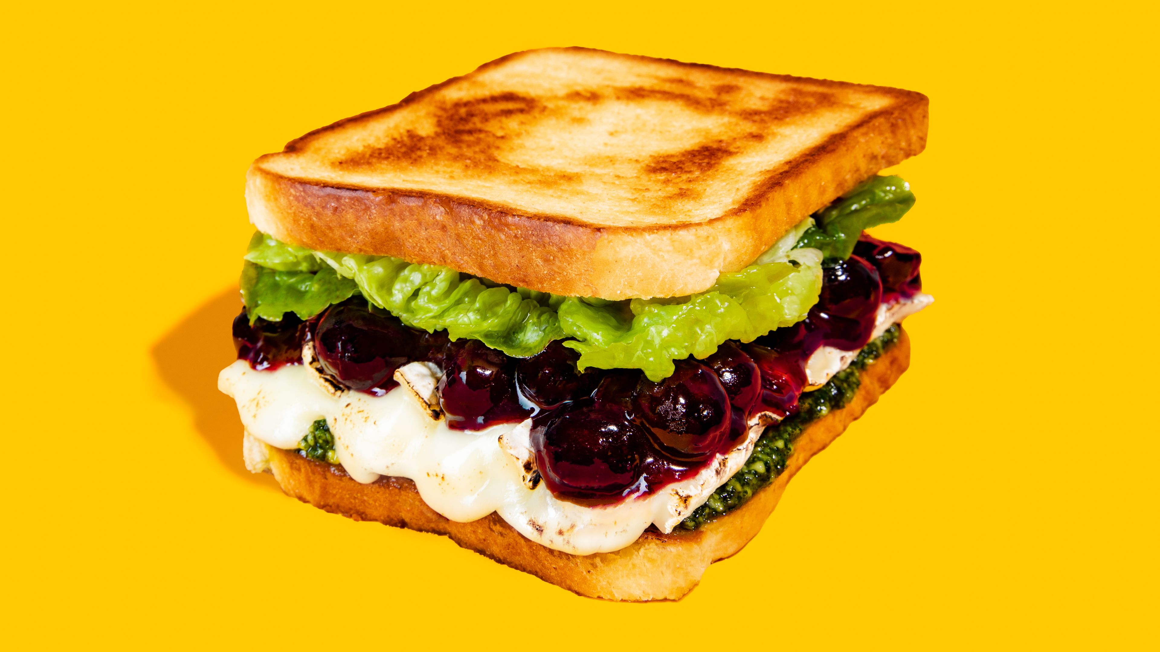 Blaubeer-Grilled Cheese Sandwich mit Minzpesto