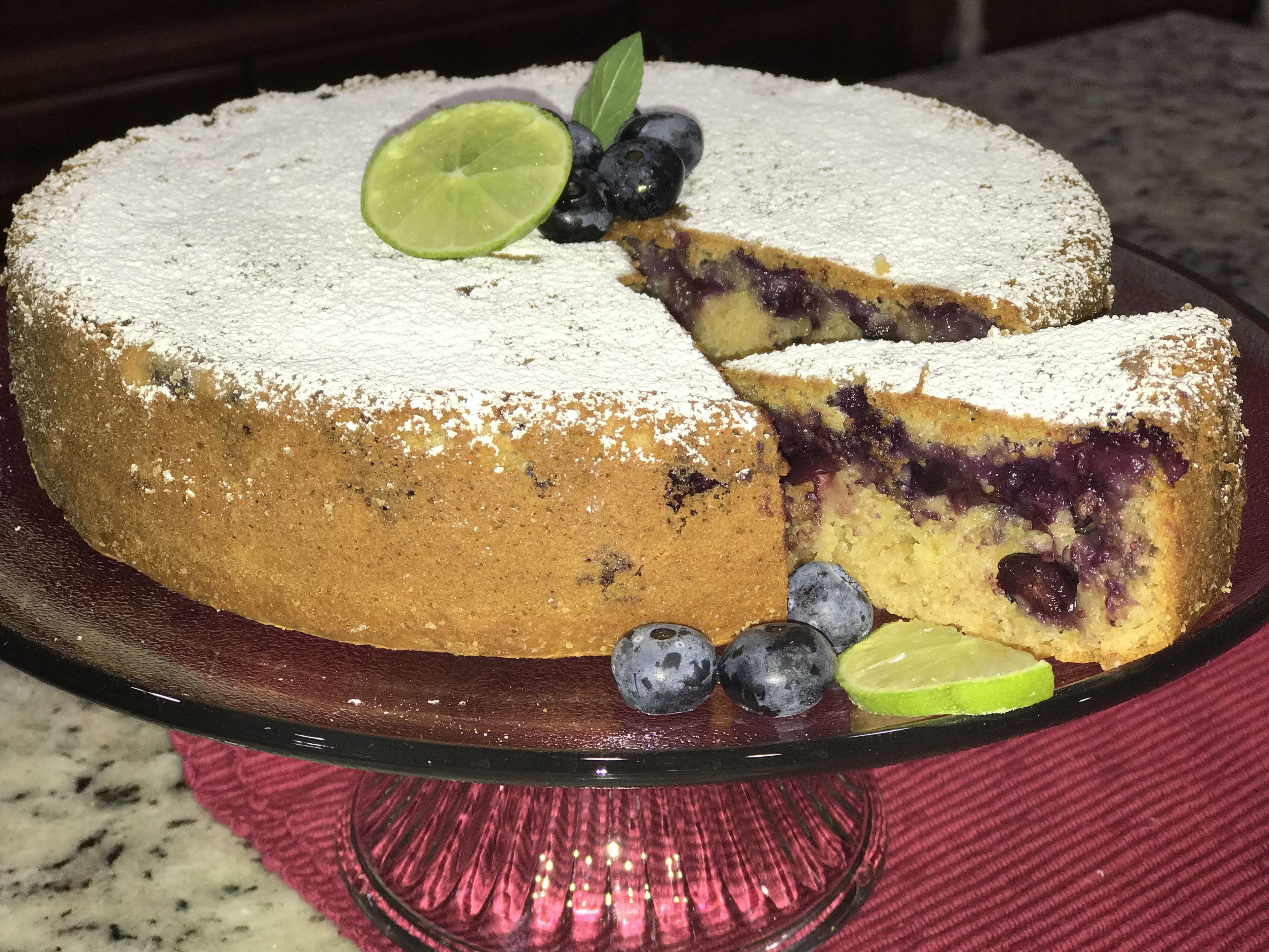 Eggless lemon-blueberry cake