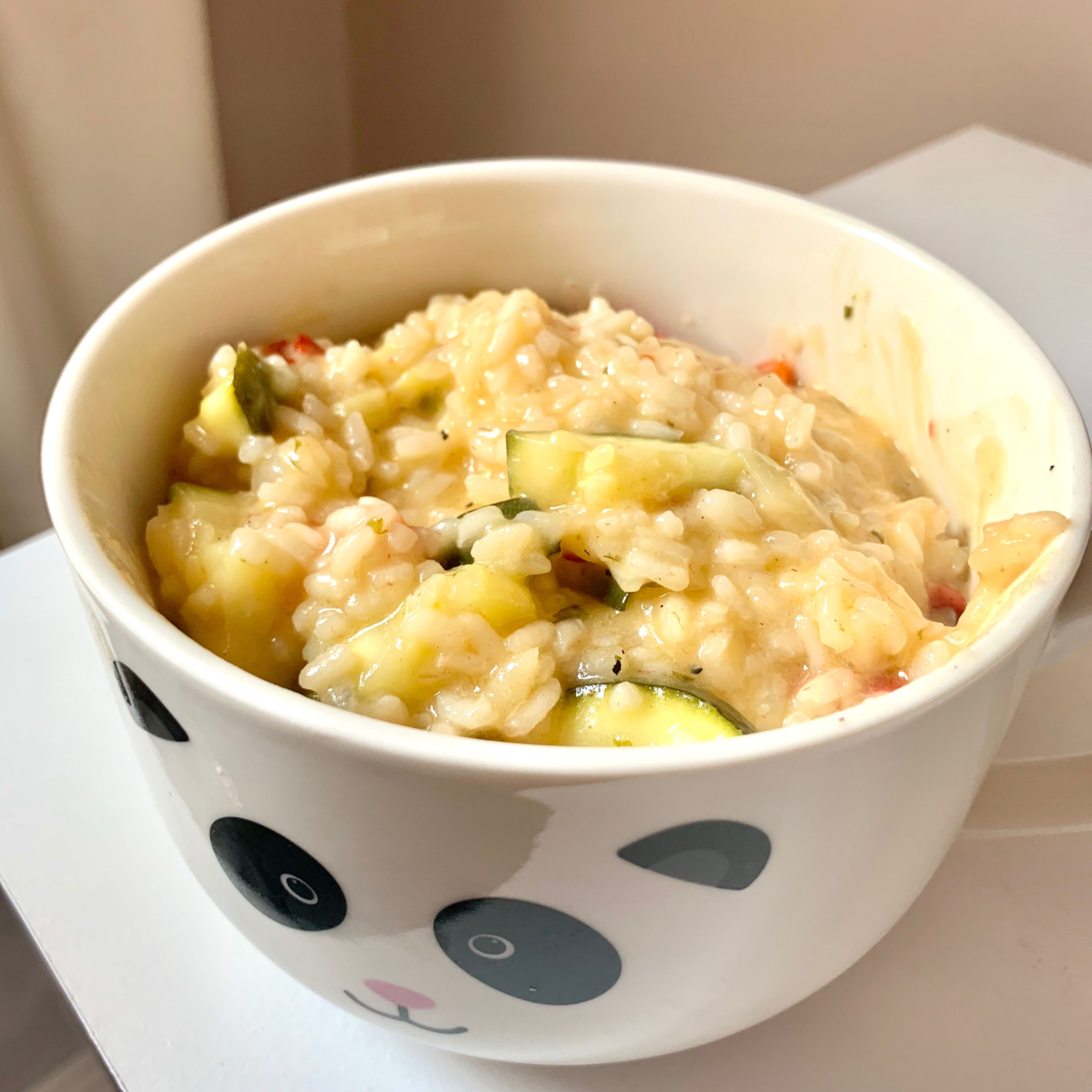 Courgette and roasted pepper risotto