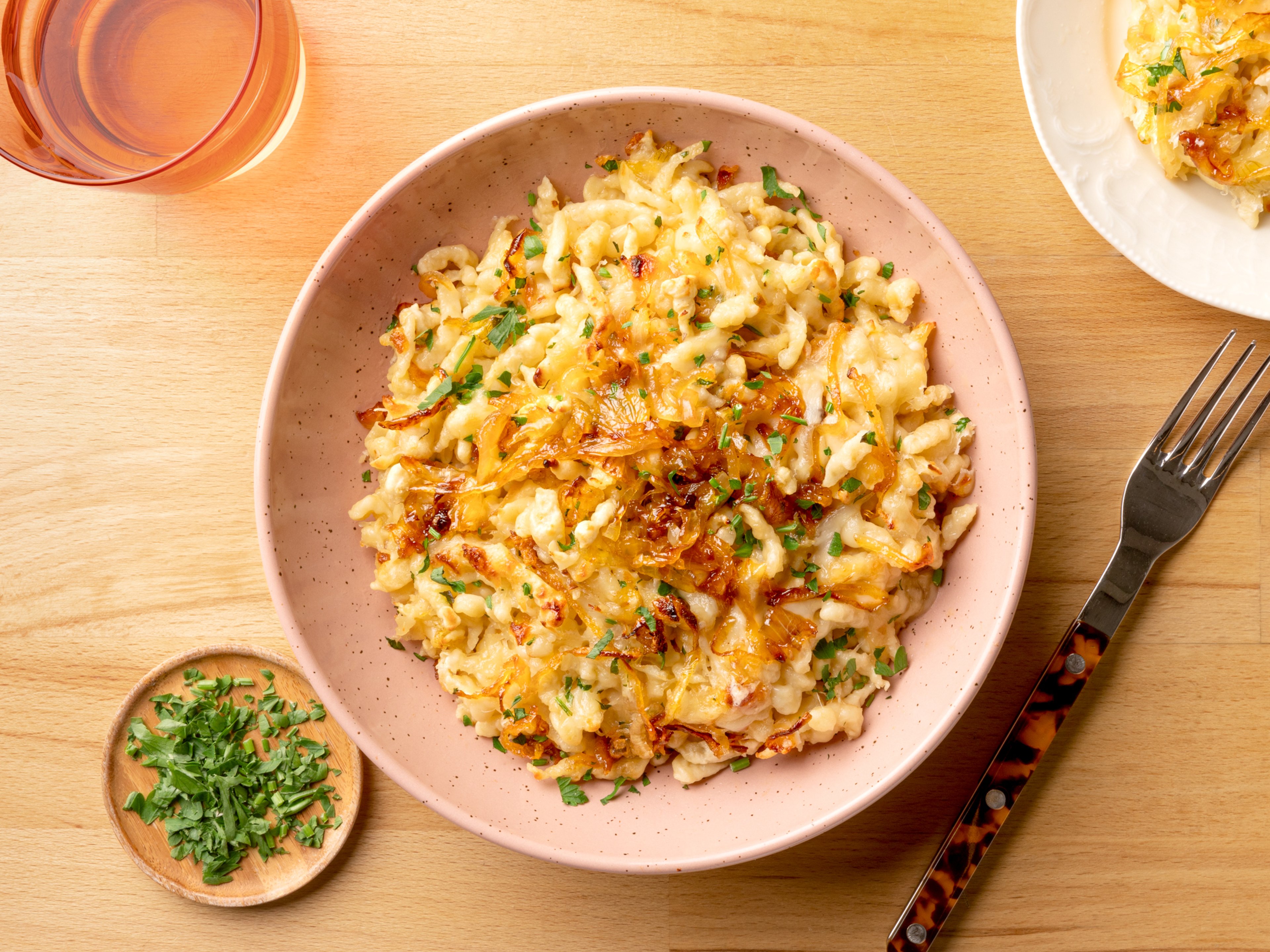 Cheese spätzle with fried onions