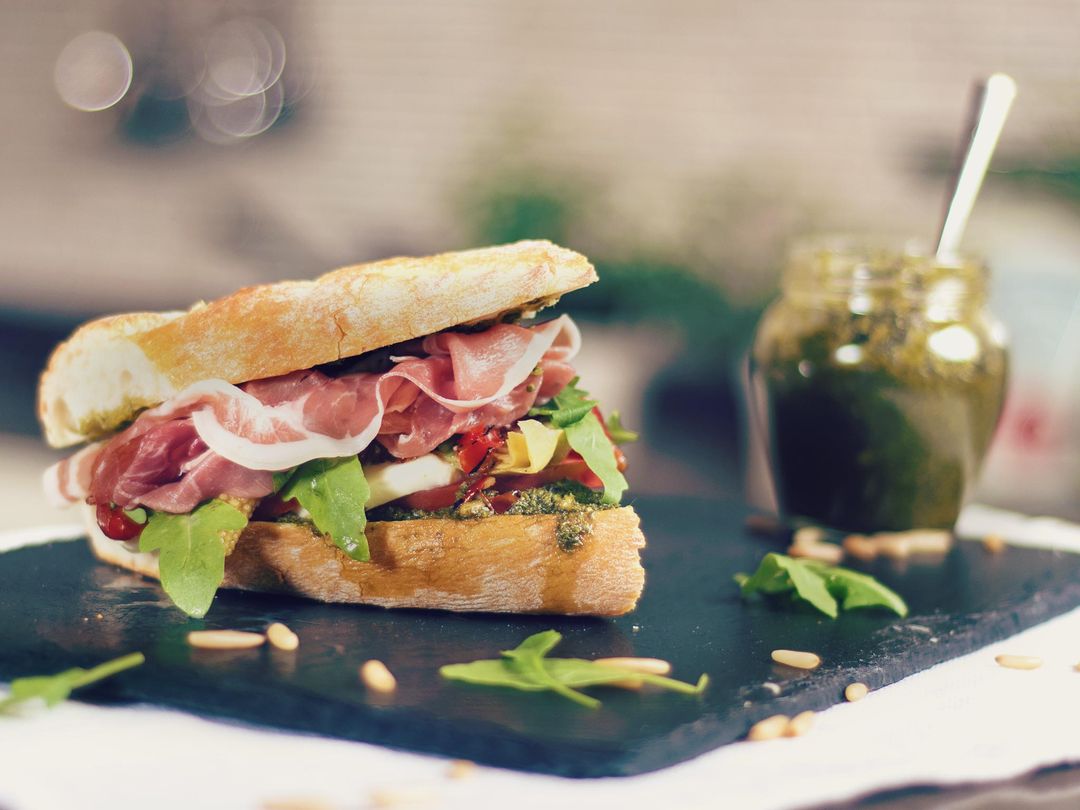 Italian sandwich with prosciutto di Parma