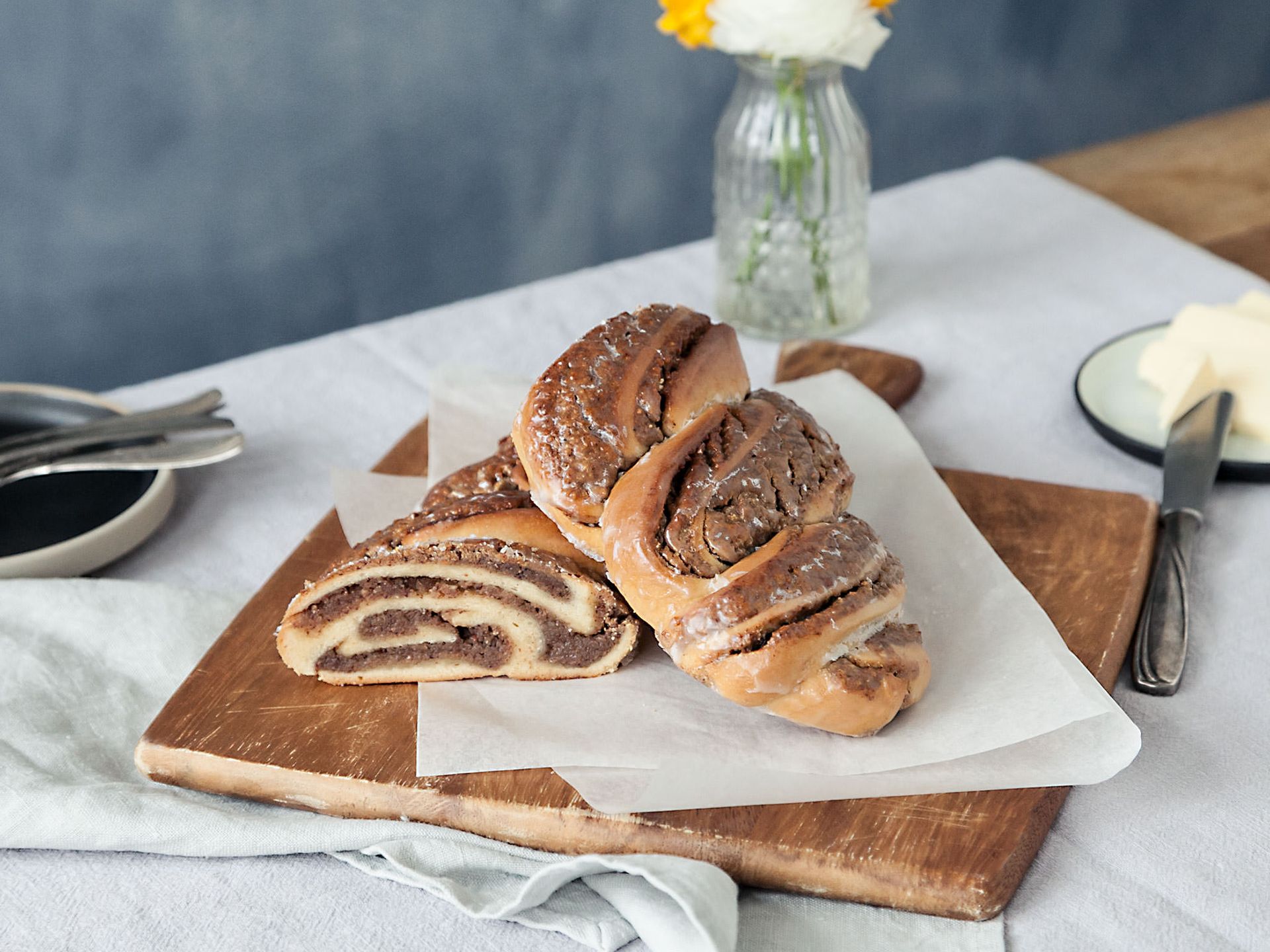 German sweet braided nut bread