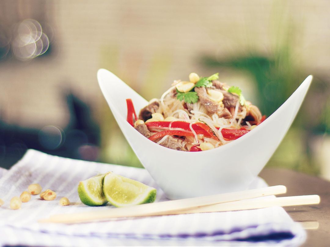 Thai noodle and beef salad
