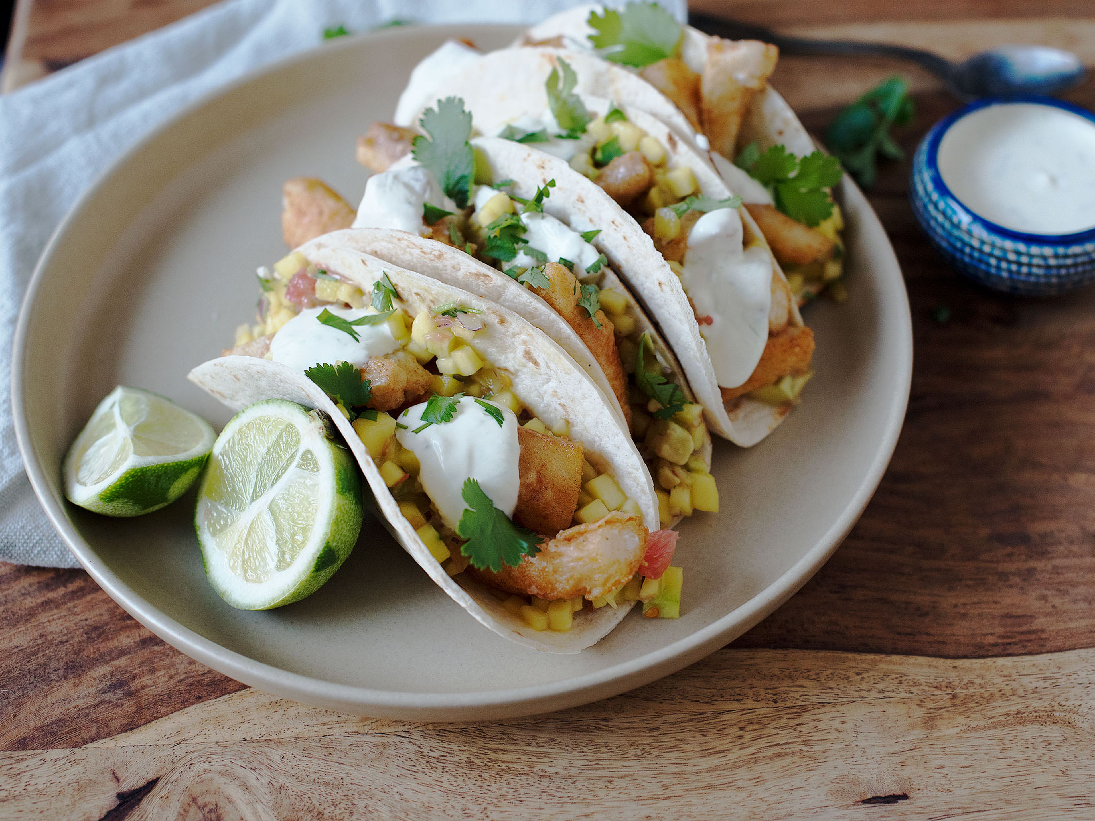 Fish tacos with grapefruit salsa