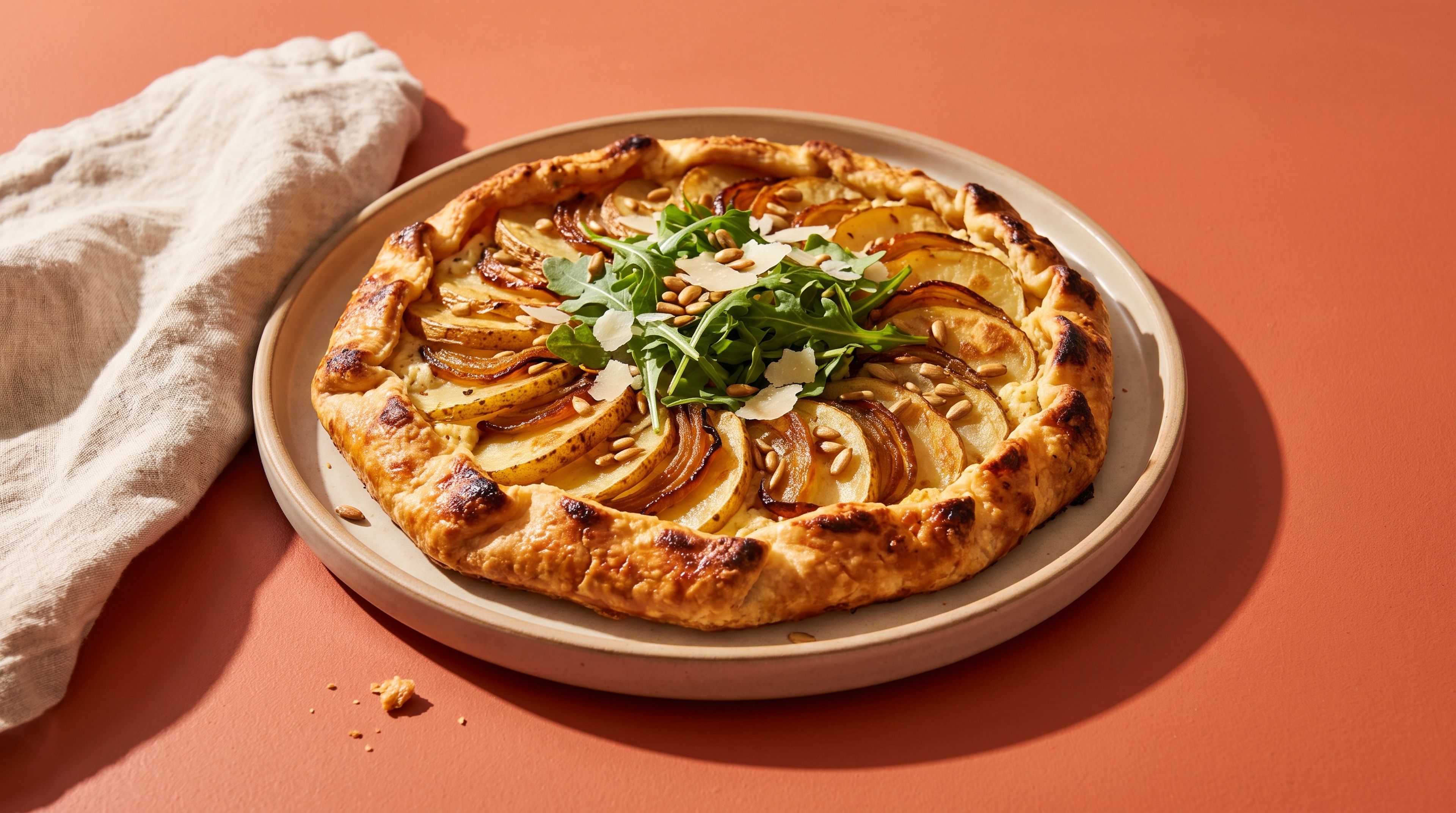 Diese Kartoffel-Rucola-Galette bringt französisches Bistro-Gefühl nach Hause