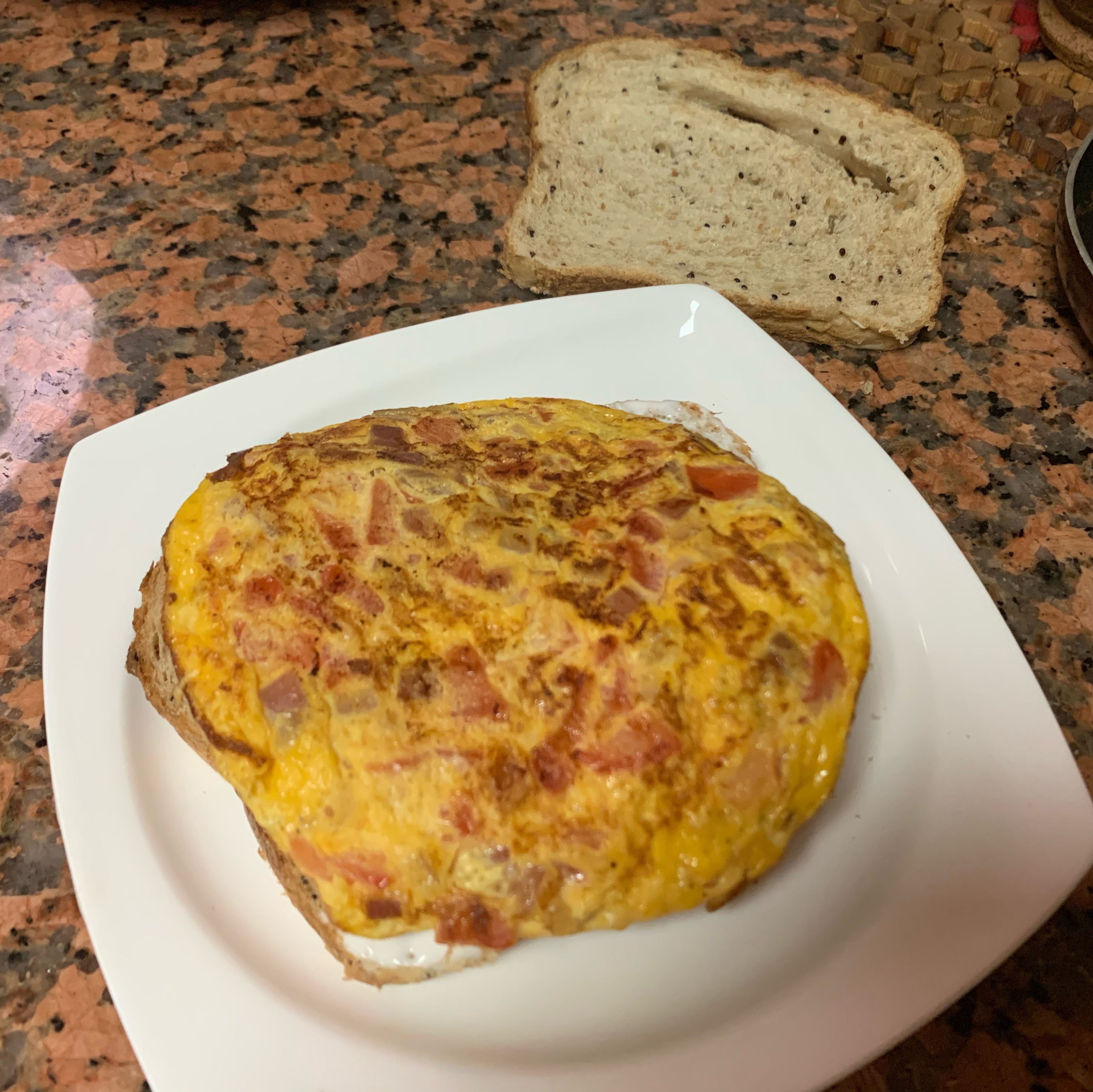 Put the omelet in the bread