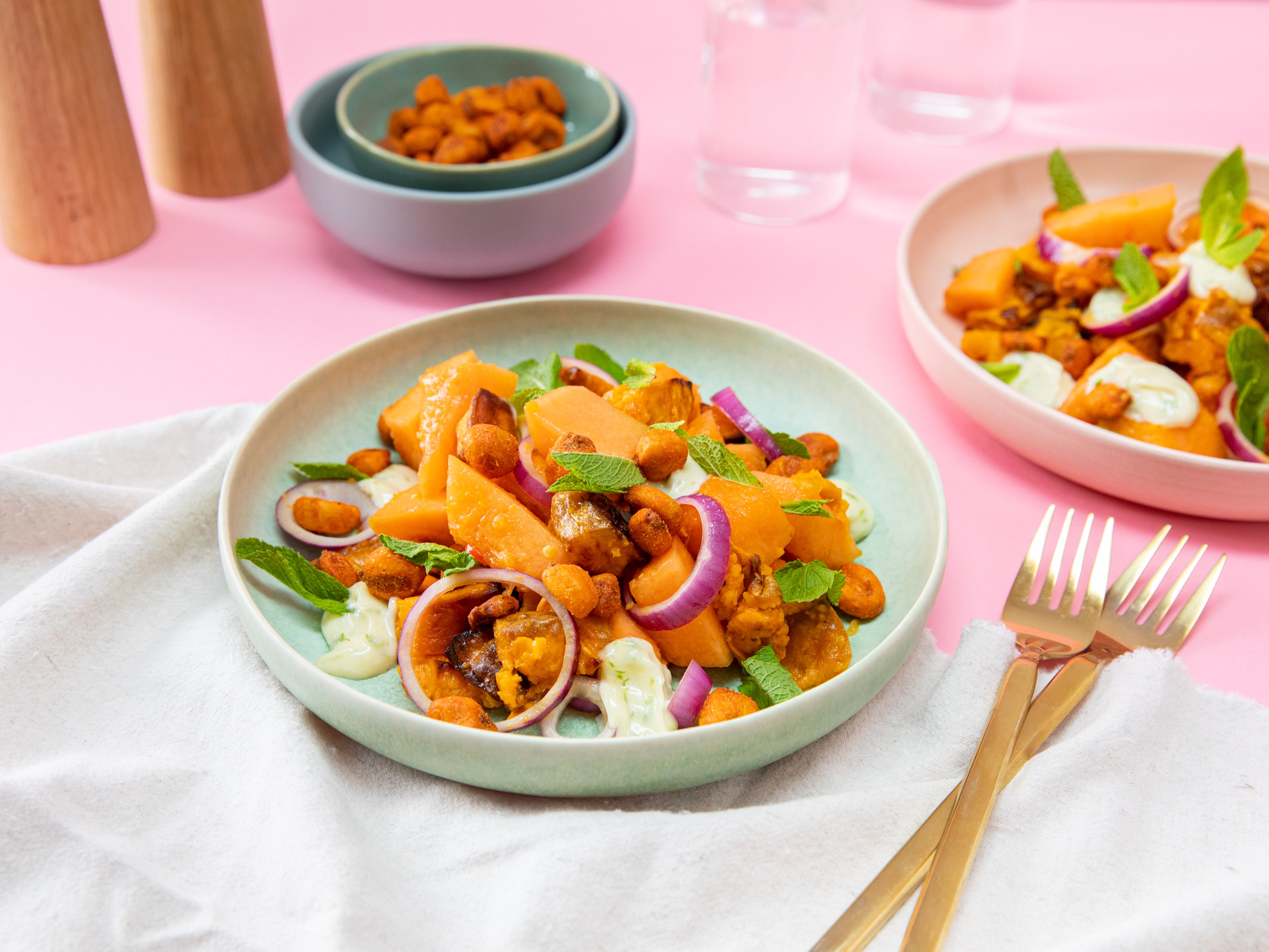 Vegan cantaloupe and sweet potato ceviche