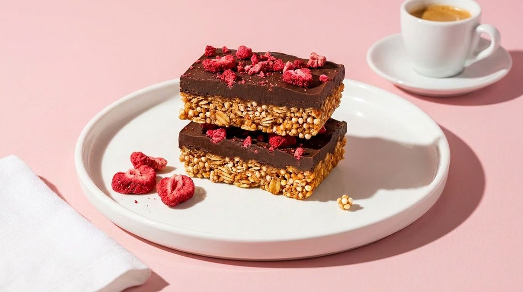 Erdbeeren, Schokolade und Quinoa werden zu einem Power-Snack für deine Pause