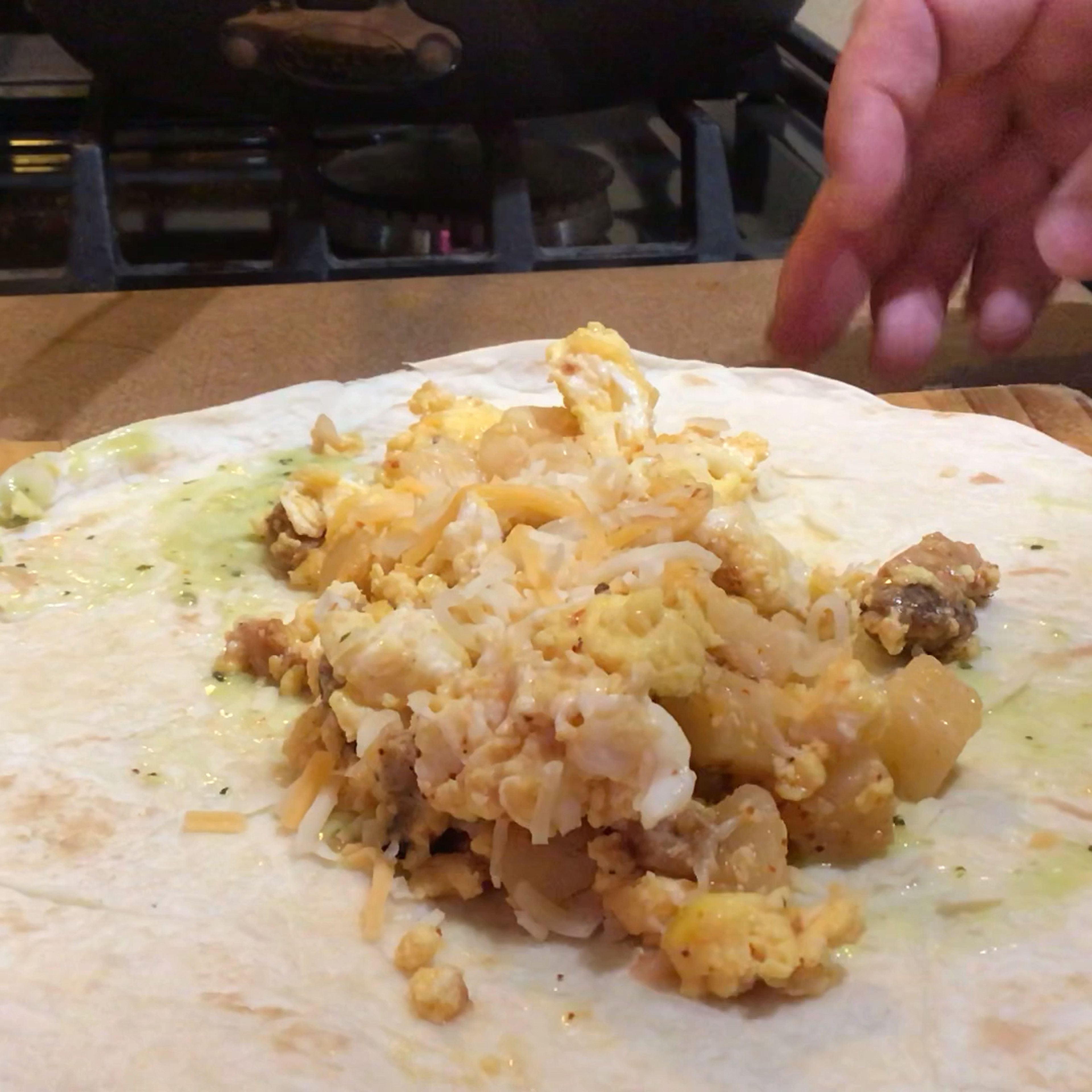 Fold tortilla to serve 