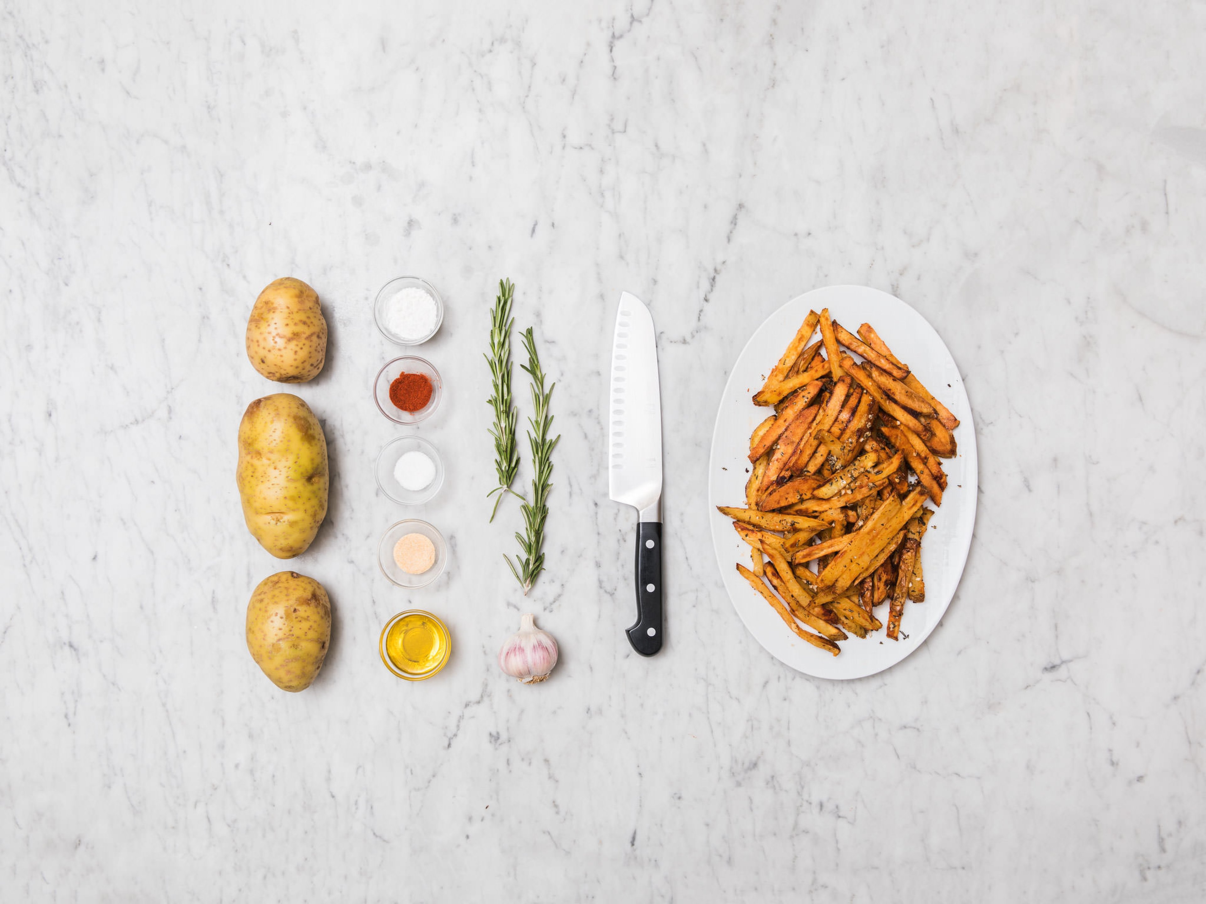 Homemade seasoned oven fries with rosemary and garlic