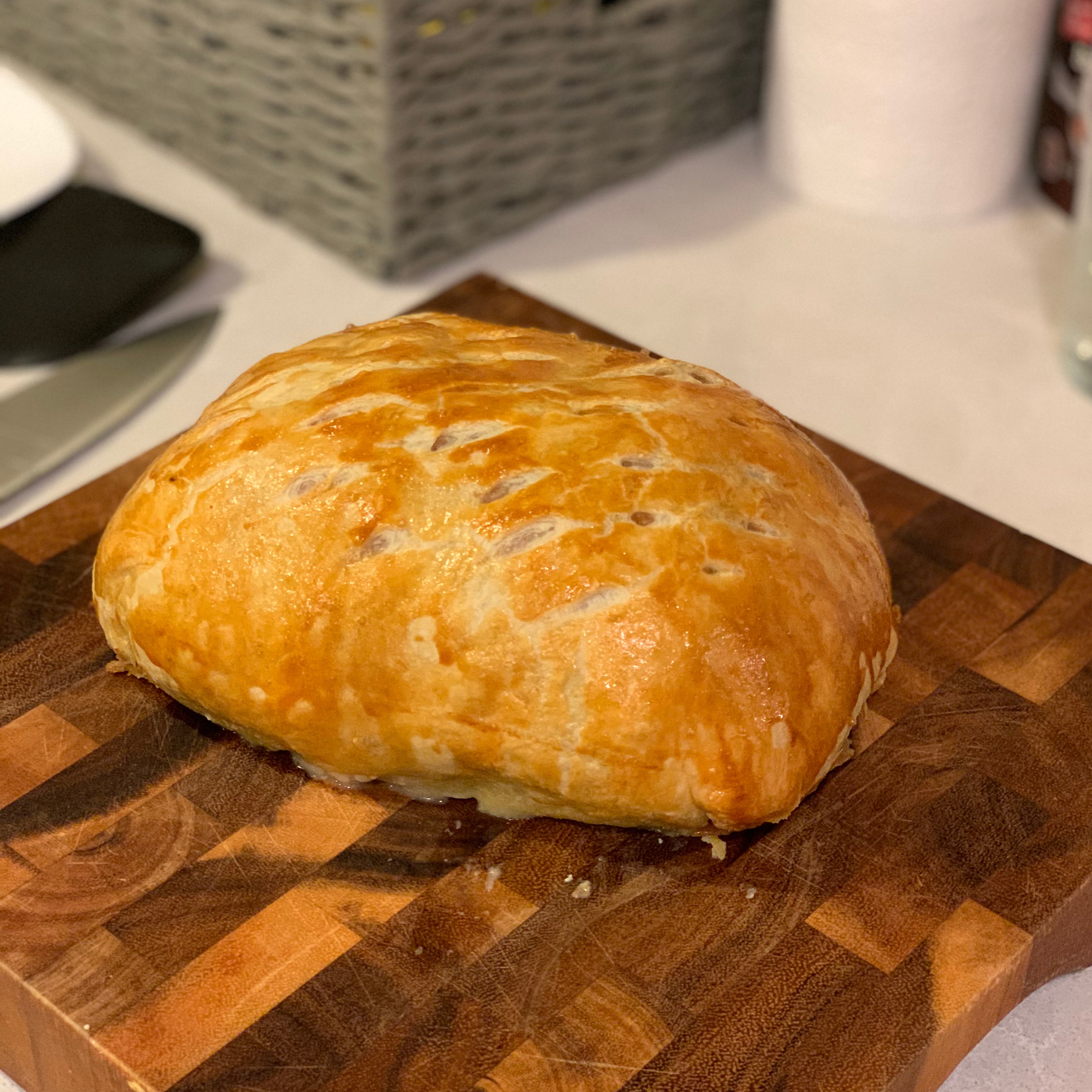 Beef Wellington with Gorgonzola cheese