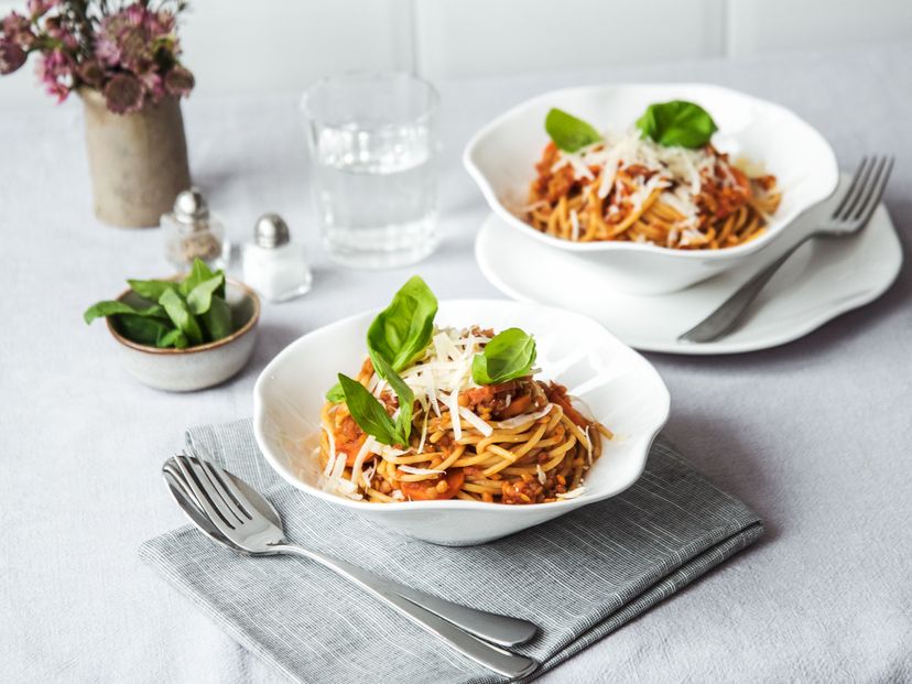 Spaghetti with lentil Bolognese