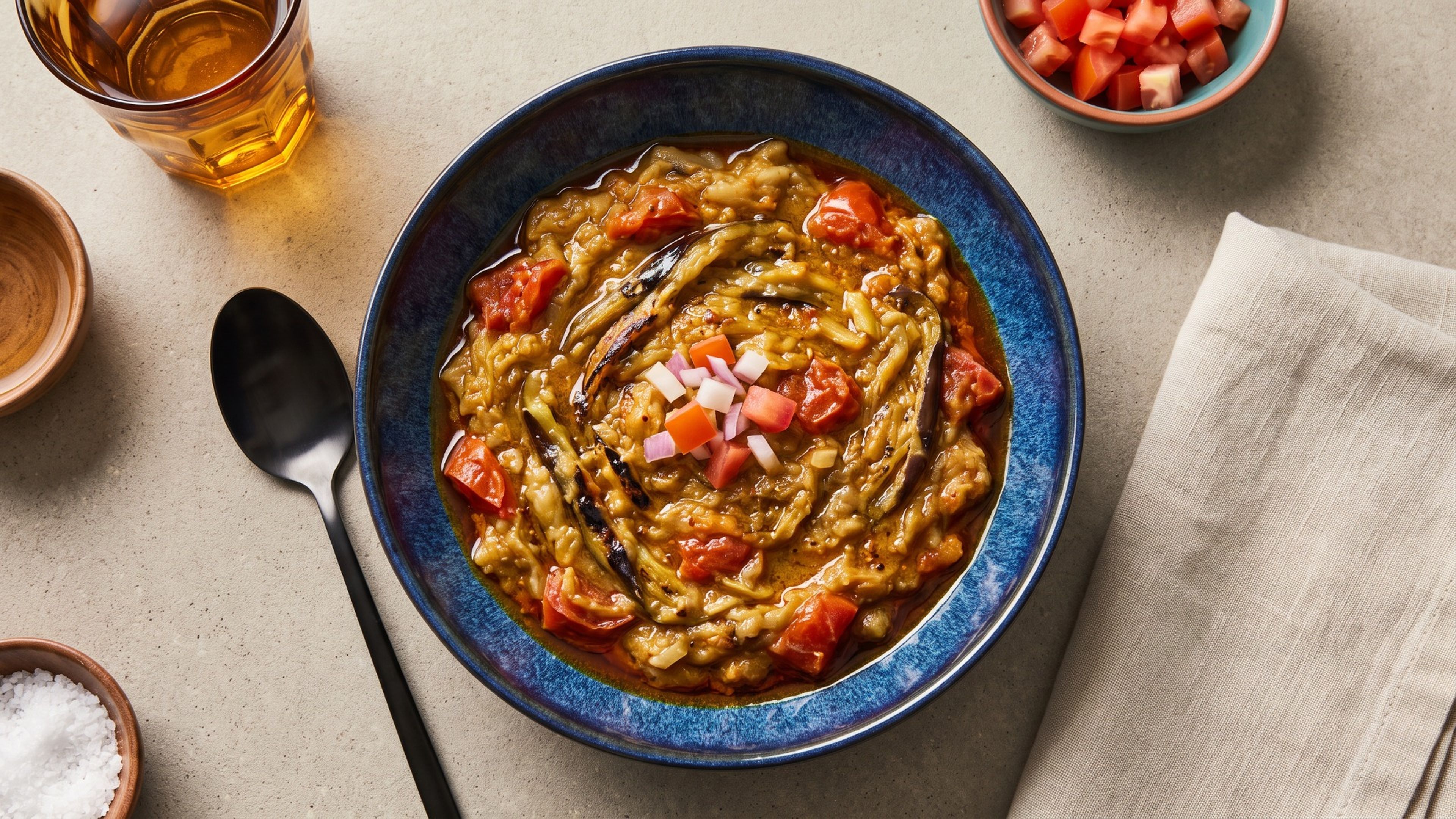 Nordindisches Baingan Bharta mit rauchigem Aroma