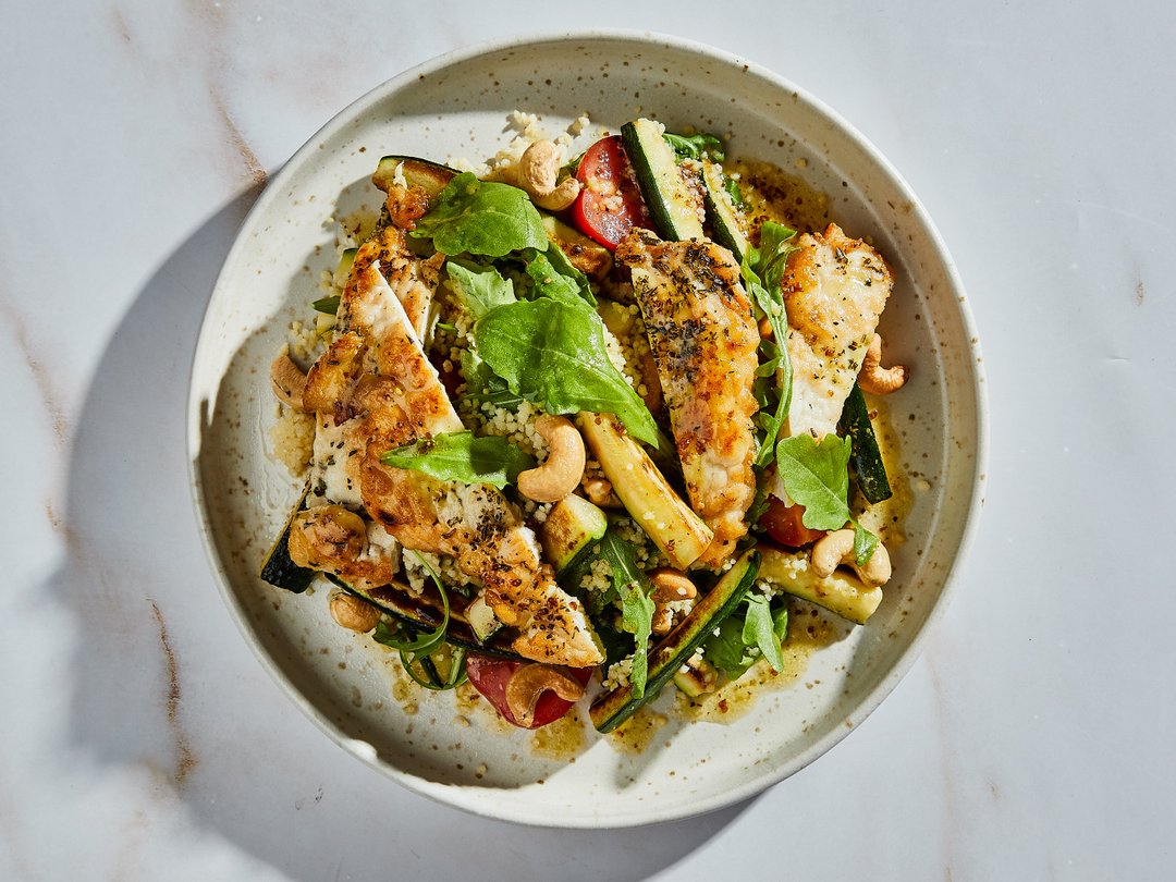 Chicken zucchini couscous salad | Recipe | Kitchen Stories