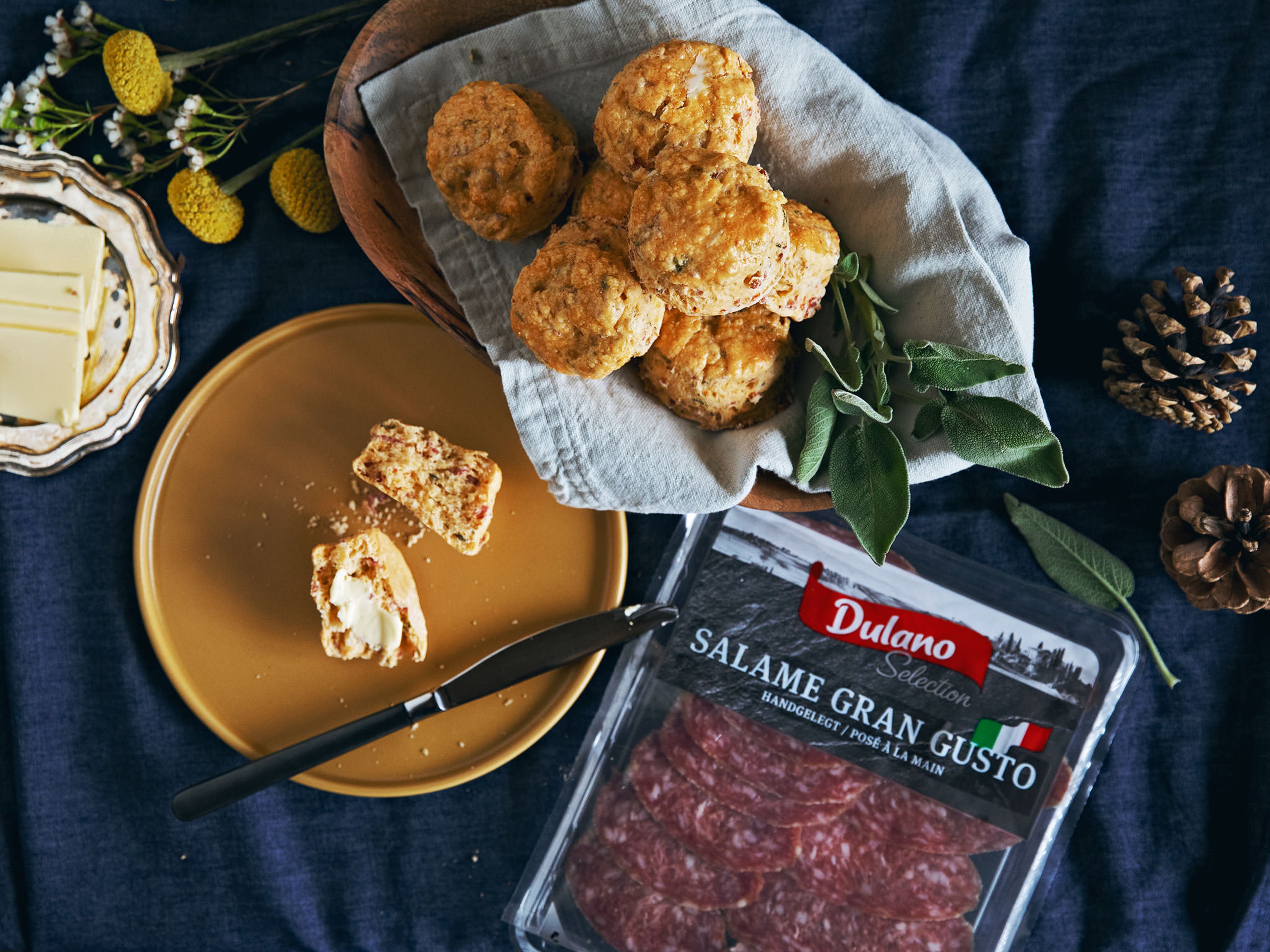 Salami and sage scones