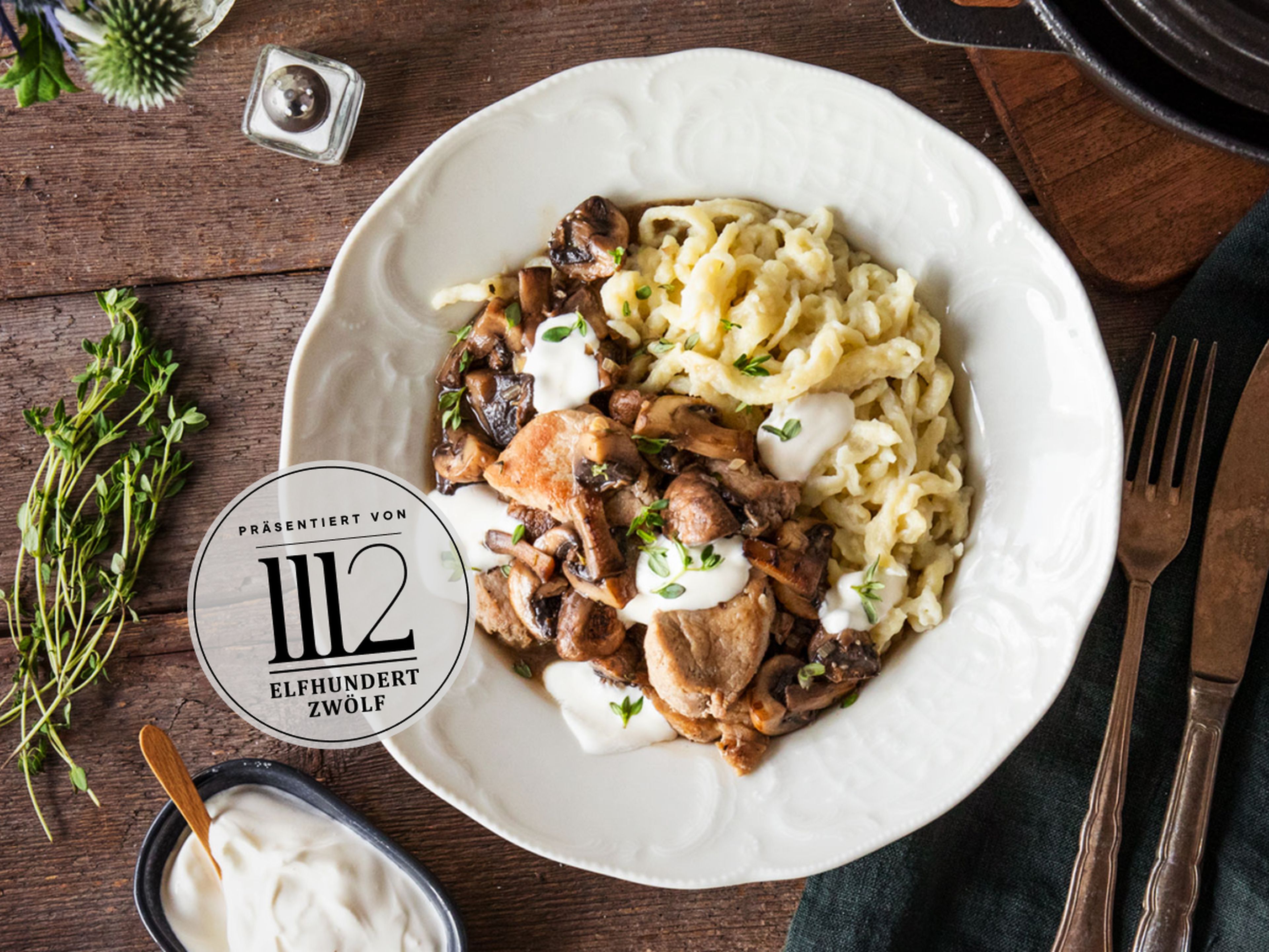 Pork and mushroom ragout with spätzle