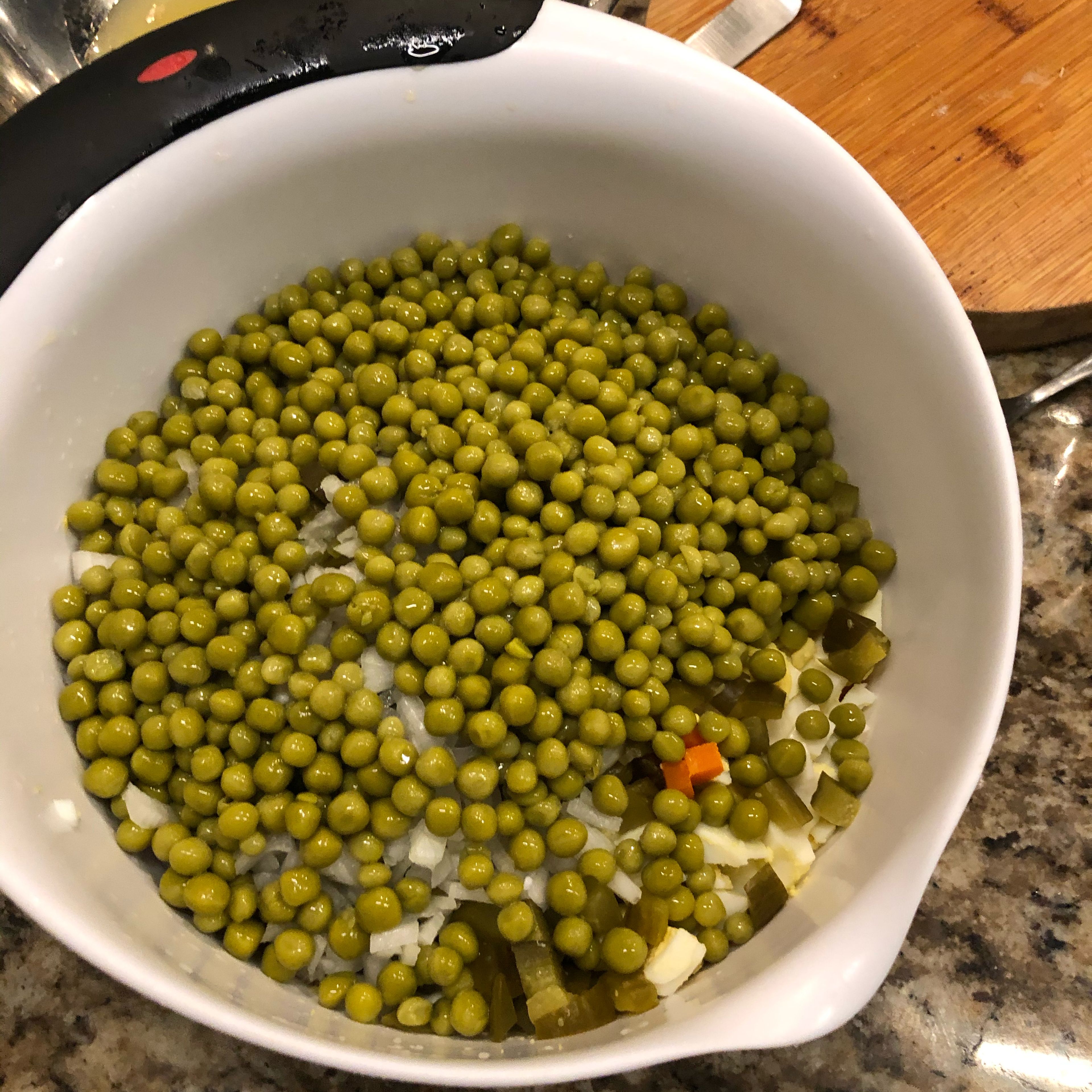 Add a can of peas to the bowl