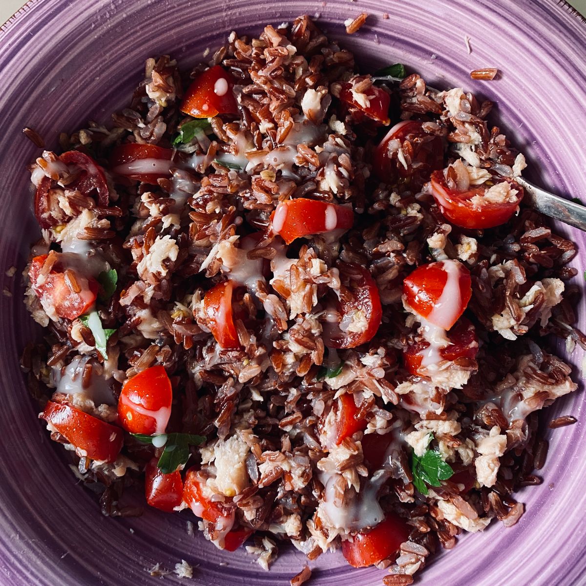 Red rice with tuna,tomato and yogurt | Recipe | Kitchen Stories