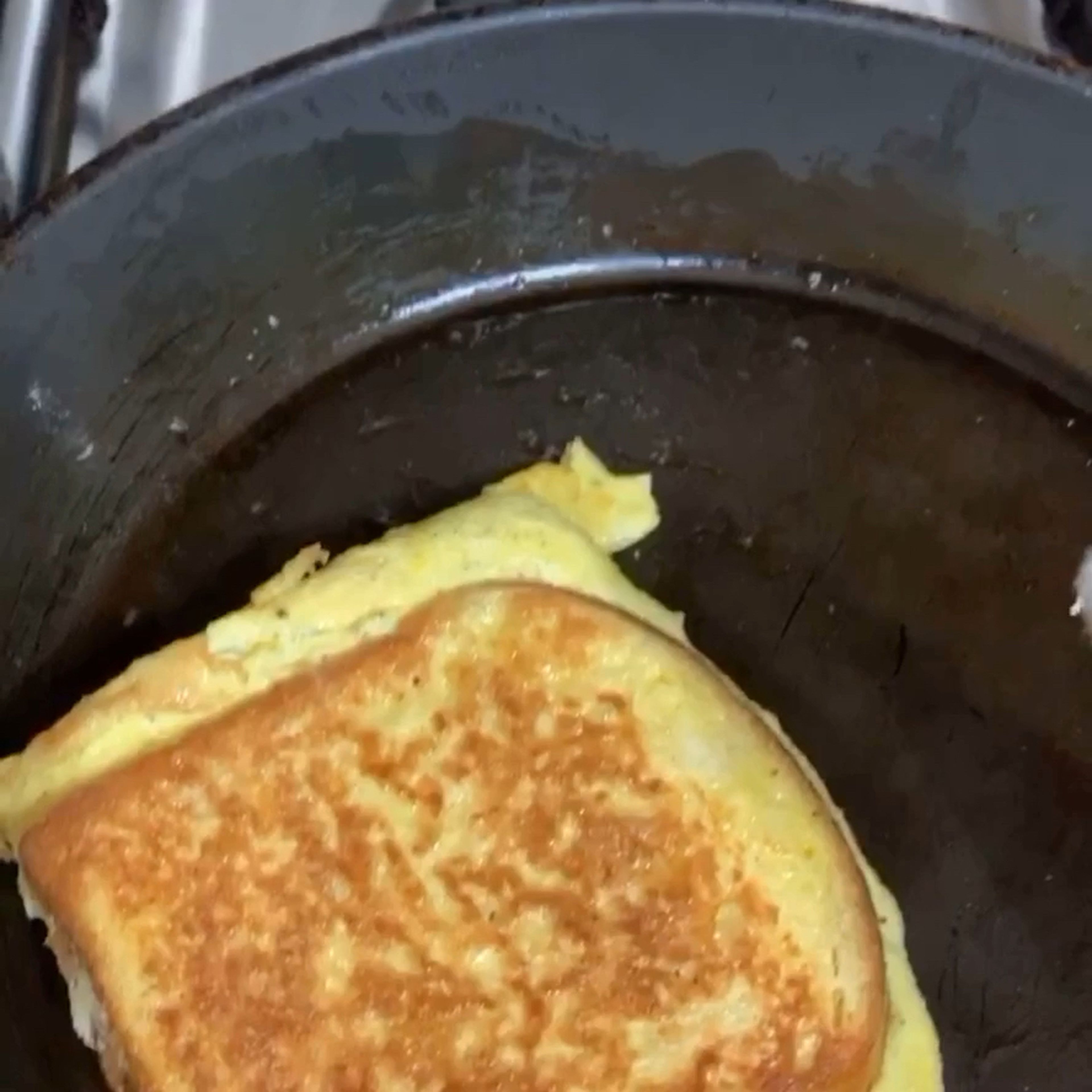 Let it sit as is for a min so the bread can continue getting crispier and the cheese melts with the eggs