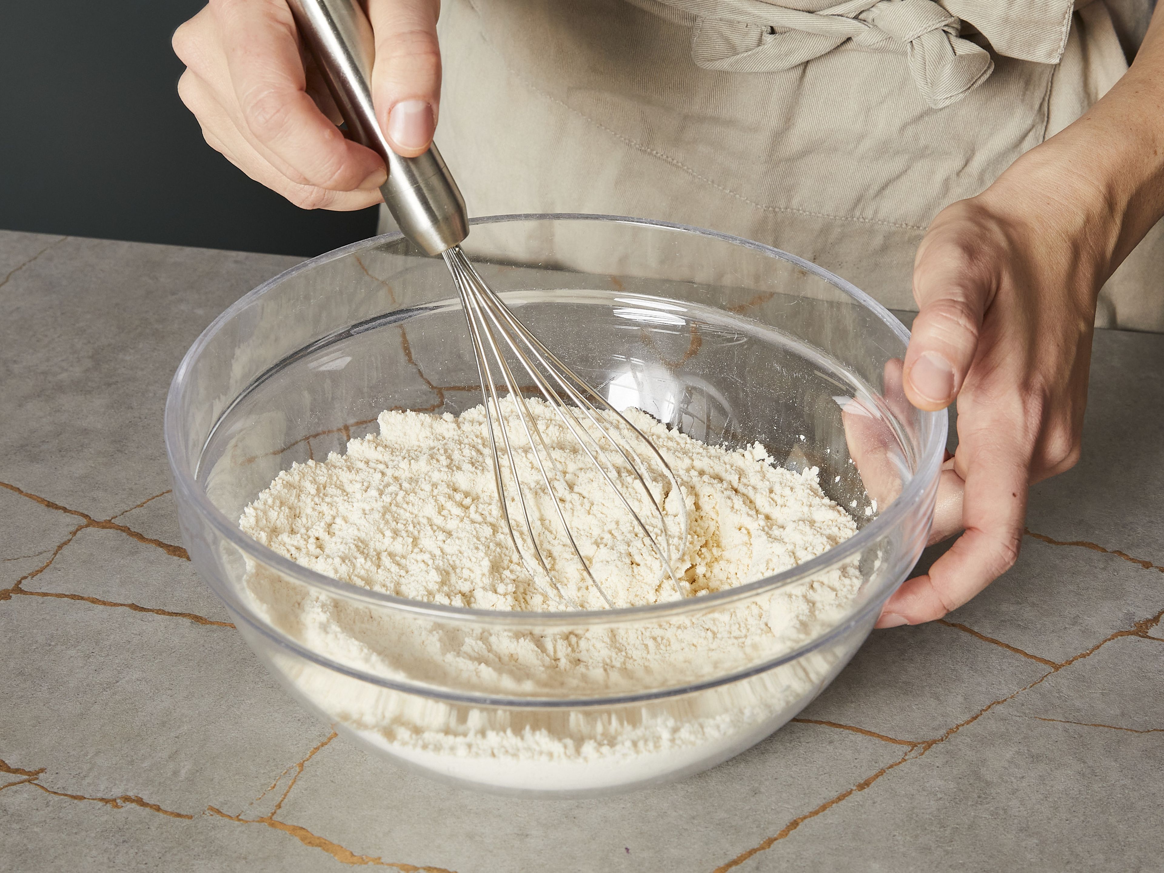 Mix flour, ground almonds and salt in a bowl.