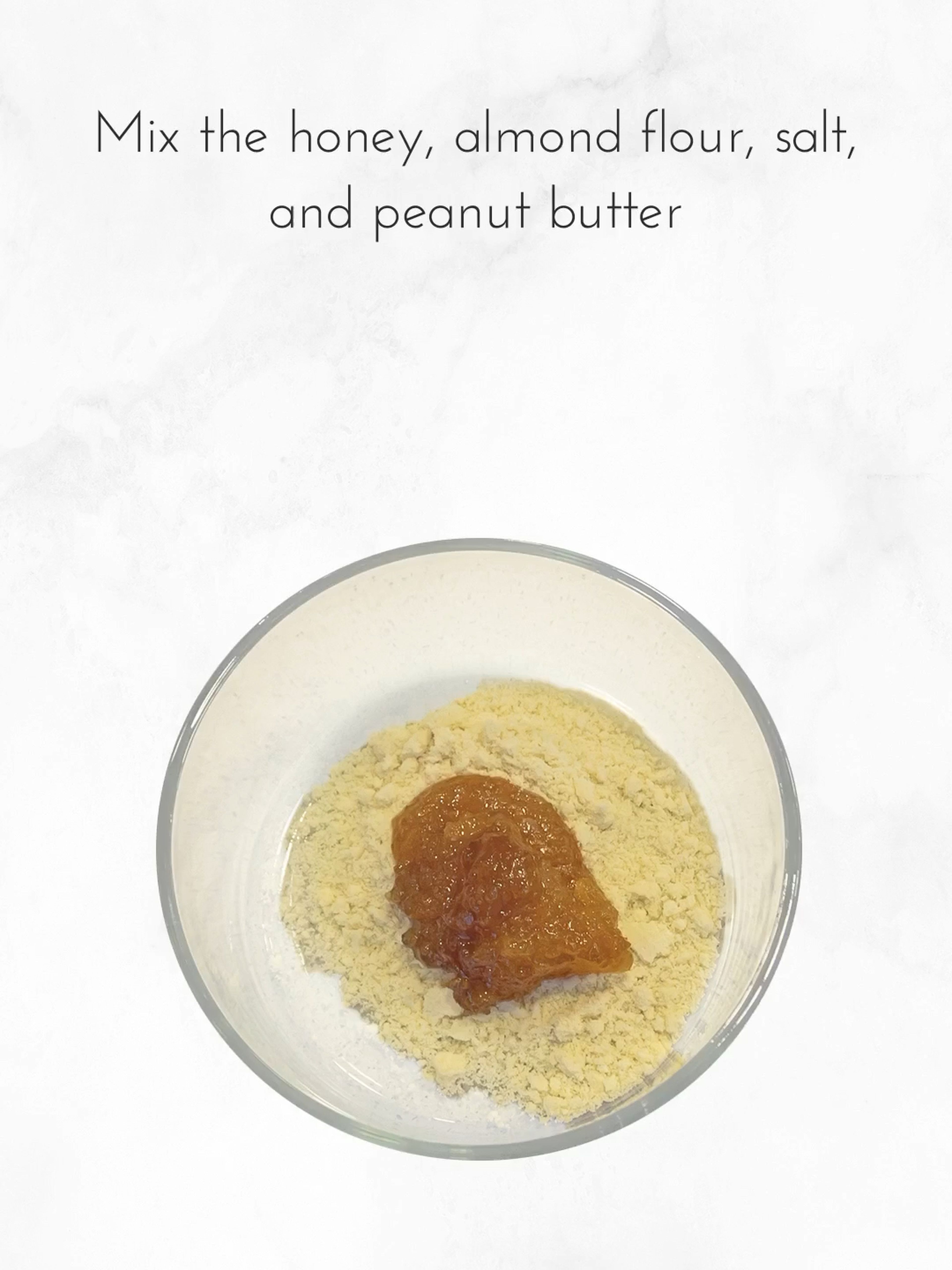 In a medium bowl, combine the honey, almond flour, salt, and peanut butter.