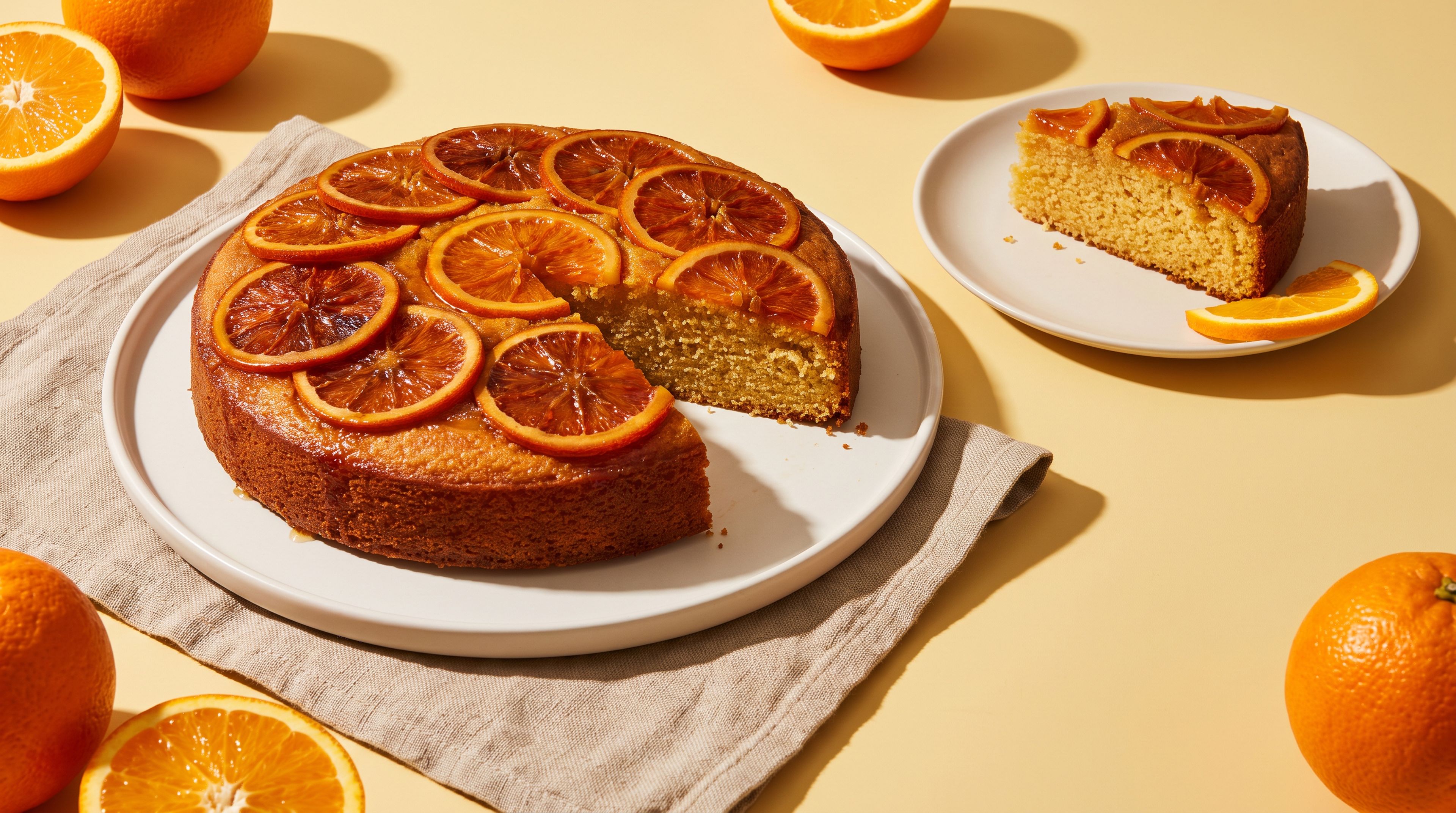 Saftiger Orangen-Grießkuchen mit Joghurt und Honig