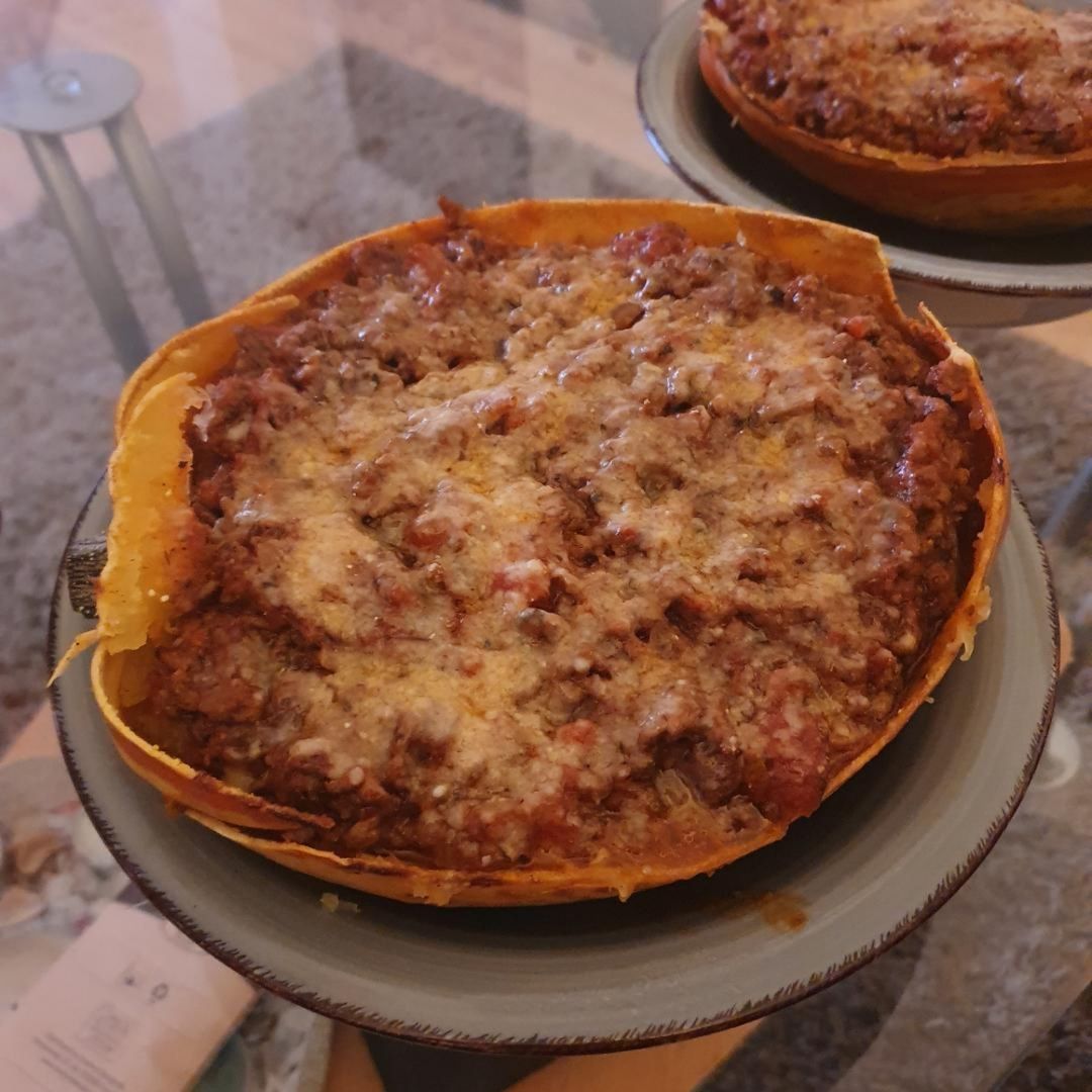 Spaghettikürbis Bolognese