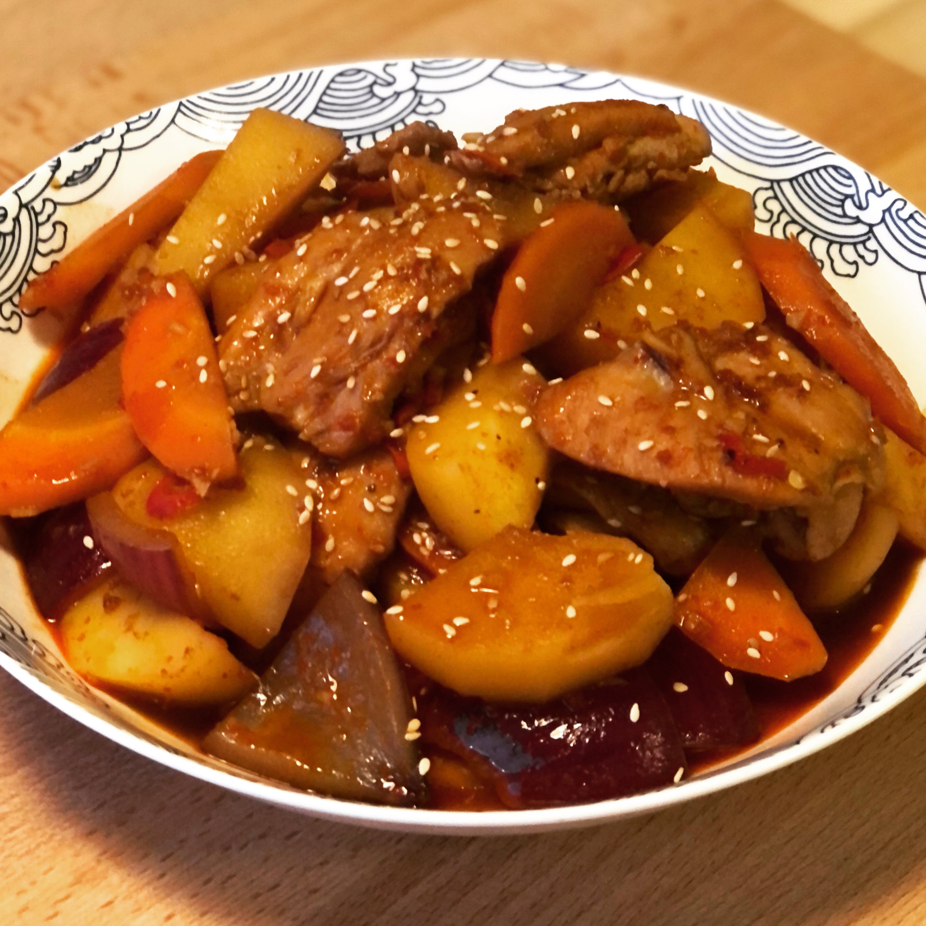 Spicy Braised Chicken (Korean jjimdak)