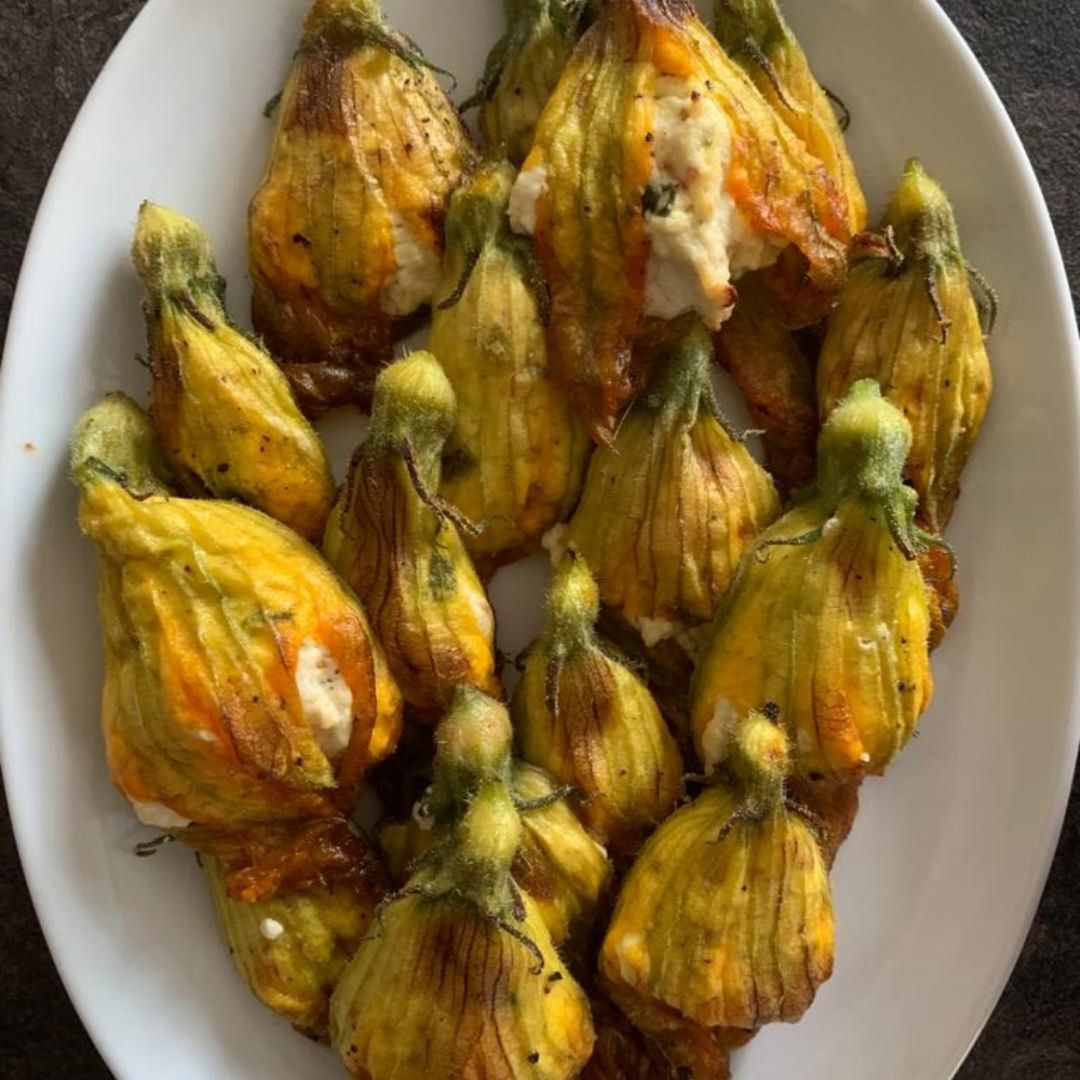 Roasted Zucchini Blossoms with Ricotta Filling