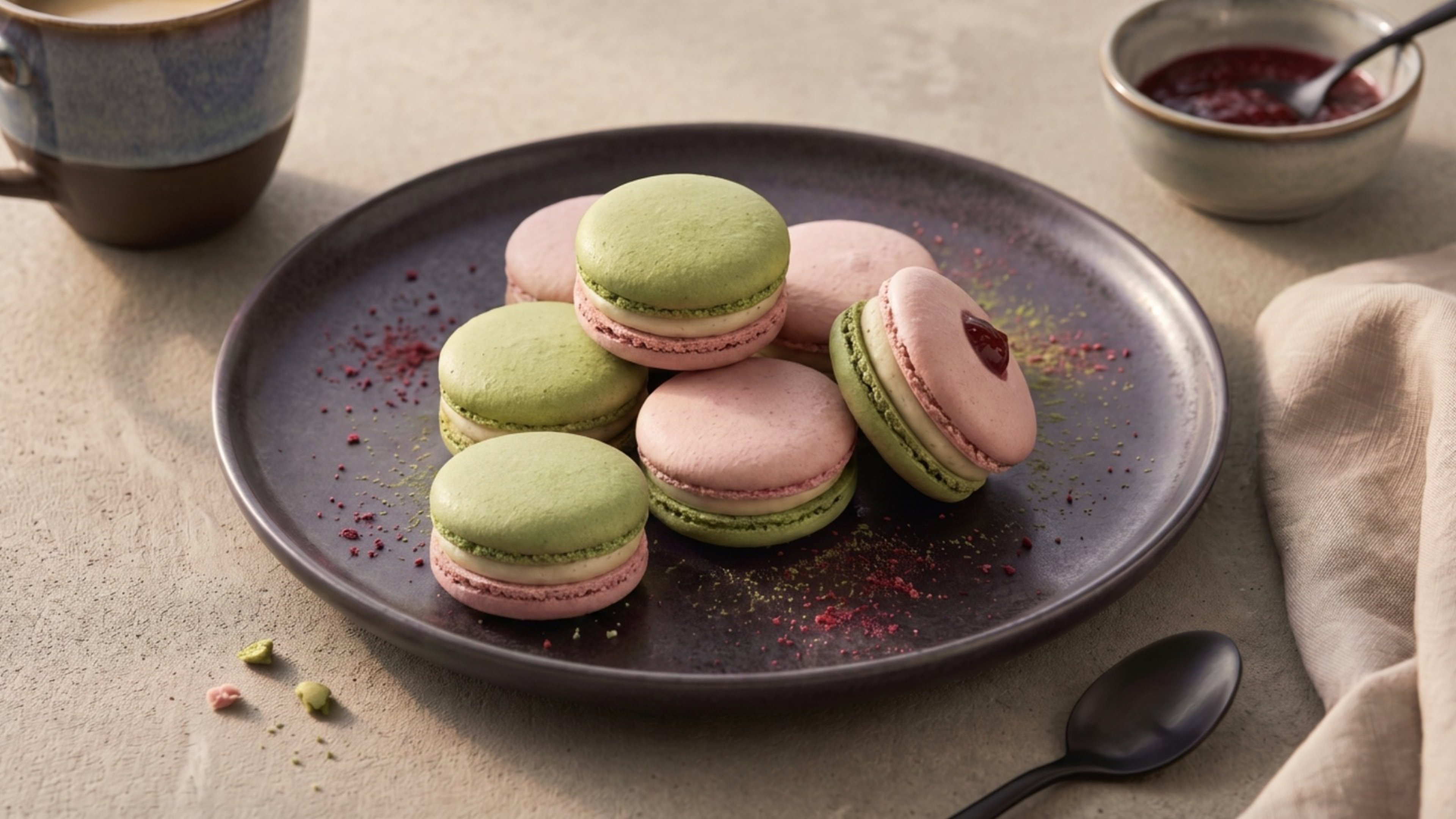 Matcha-Himbeer-Macarons mit der perfekten Textur backen