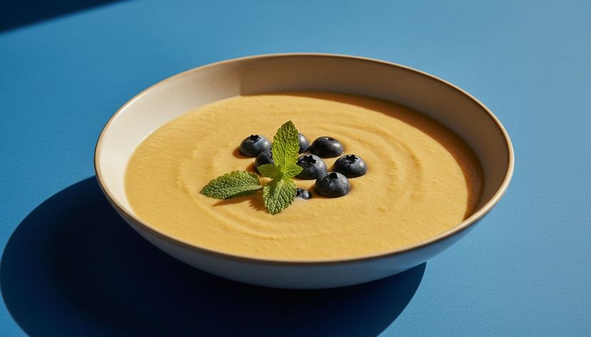 Zucchini-Kaltschale mit Aprikosen und Heidelbeeren